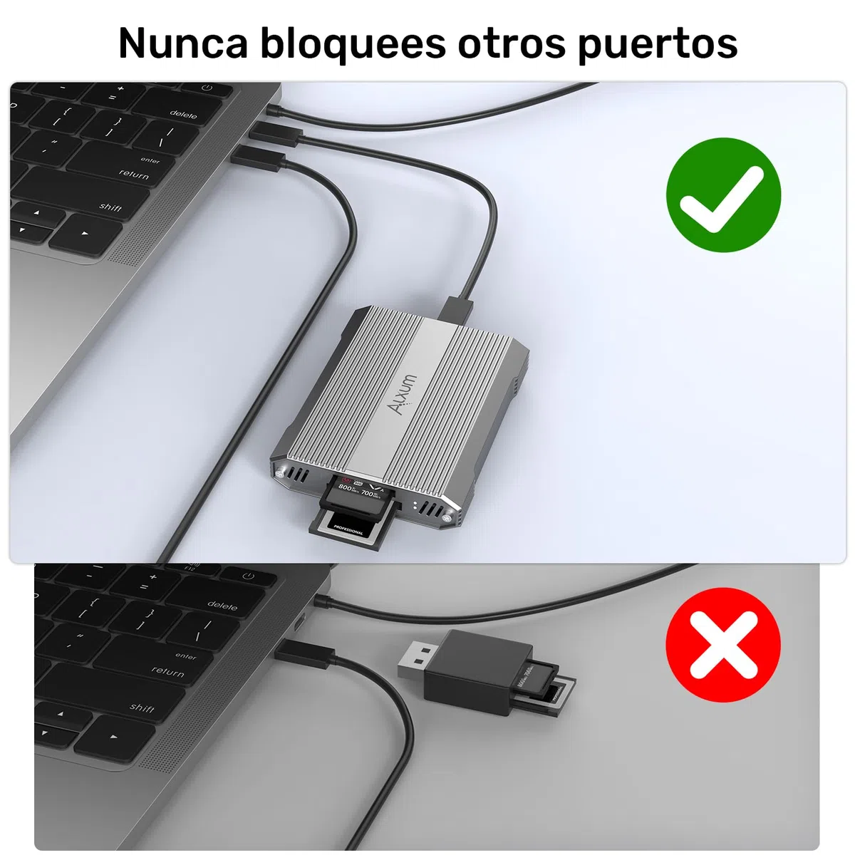 Alxum Lector de Tarjetas de Doble Ranura 10 Gbps CFexpress Tipo A y SD4.0 UHS-II USB-C USB 3.1 Gen 2 para CFExpress Tipo A/SD/SDHC/SDXC/SDUC, Compatible con Windows/Mac/Linux/Android