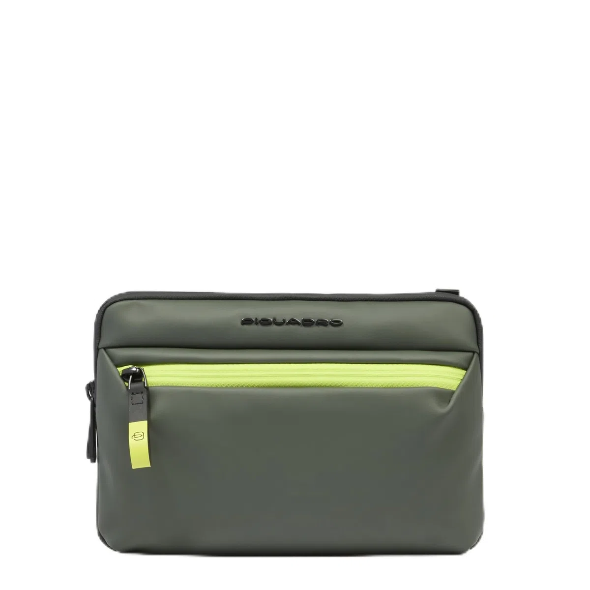PIQUADRO – Bolsa de Mano Compatible con iPad® Mini para tabletas – Tela Impermeable con Goma – 2 Compartimentos – Correa de Hombro Desmontable – Color Verde – Compacta y Protectora