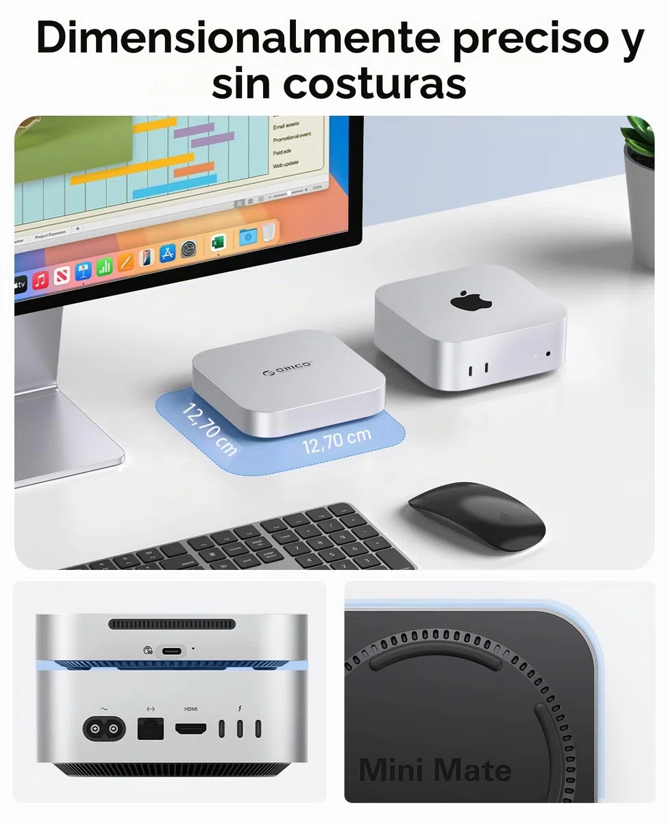 ORICO Minimate Mac mini M4 SSD 6 TB de almacenamiento, SSD externa, SSD NVMe externa (No intercambiable) Compatibilidad con Mac mini M4 (10Gbps), USB 3.2 Gen 2 * 2 (20Gbps) Plug-and-Play – Plata
