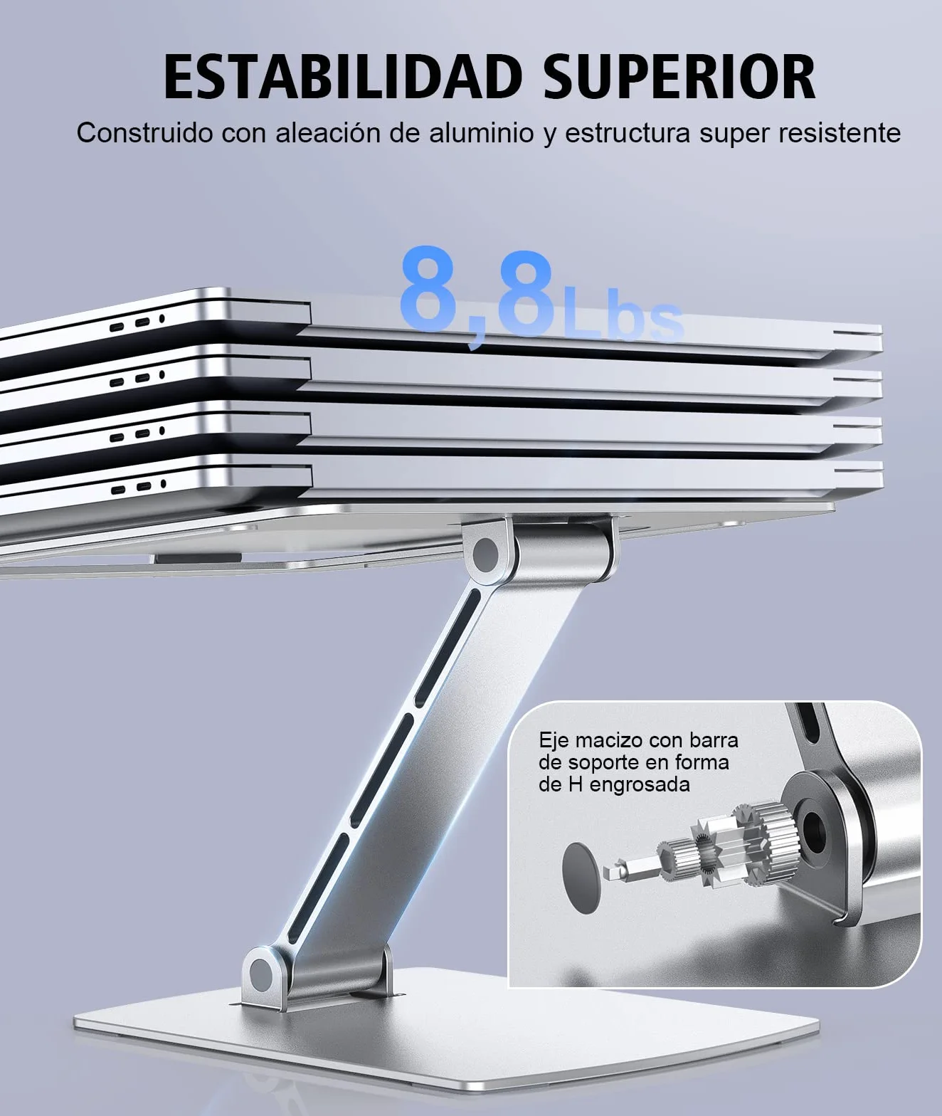 Glangeh Soporte Portatil Mesa Ajustable, Aleación de Aluminio Ergonómico Elevador Portatil Ventilado, Plegable Soportes para Libros de Cocina Compatible con MacBook Chrome y Otros 10-16” Dispositivos