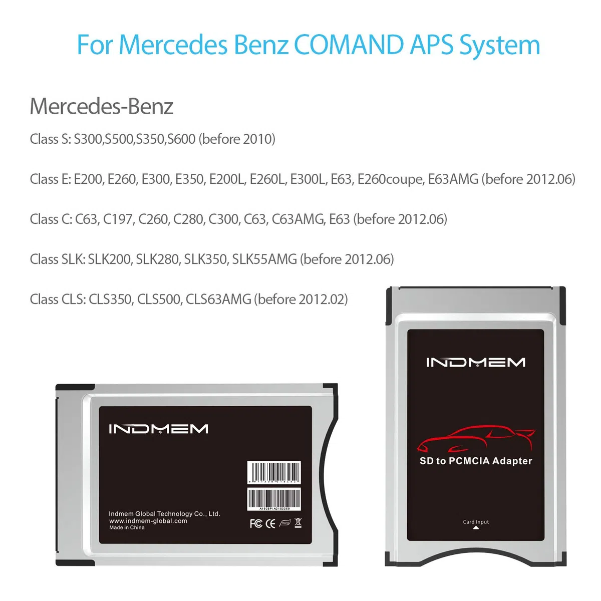 Adaptador de Tarjeta de Memoria PCMCIA a Tarjeta SD SDHC a PC Lector convertidor de Tarjetas para Mercedes Benz S, E, C, GLK, CLS Class COMAND APS Sistema Reproductor Multimedia