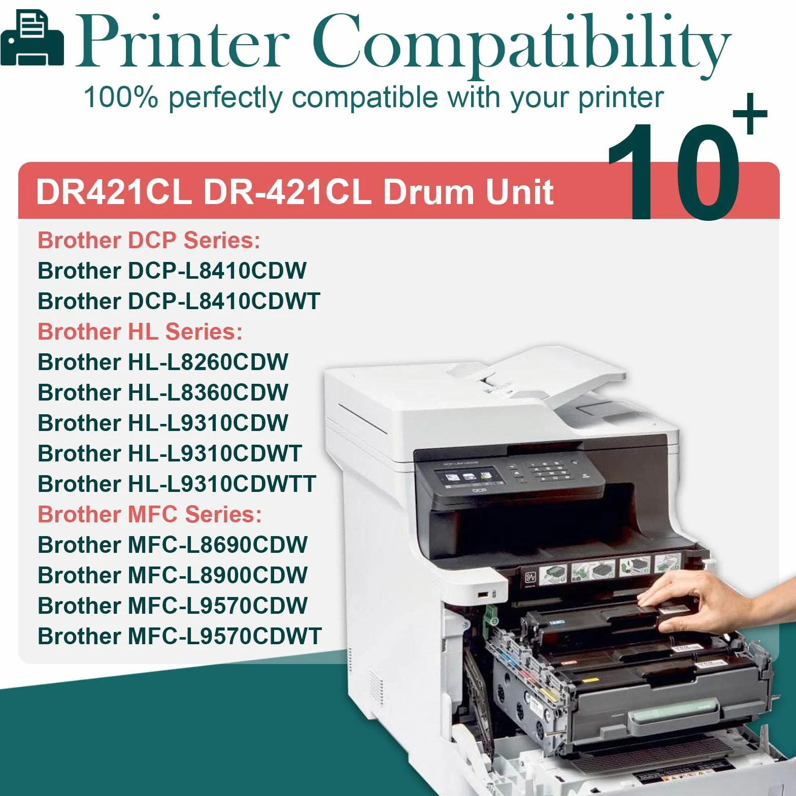 DR421CL Tambor para Brother DR421CL DR-421 Unidad de Tambor compatible con DCP-L8410CDW HL-L8260CDW HL-L8360CDW HL-L9310CDW MFC-L8610CDW MFC-L8690CDW MFC-L8900CDW MFC-L9570CDW Impresoras