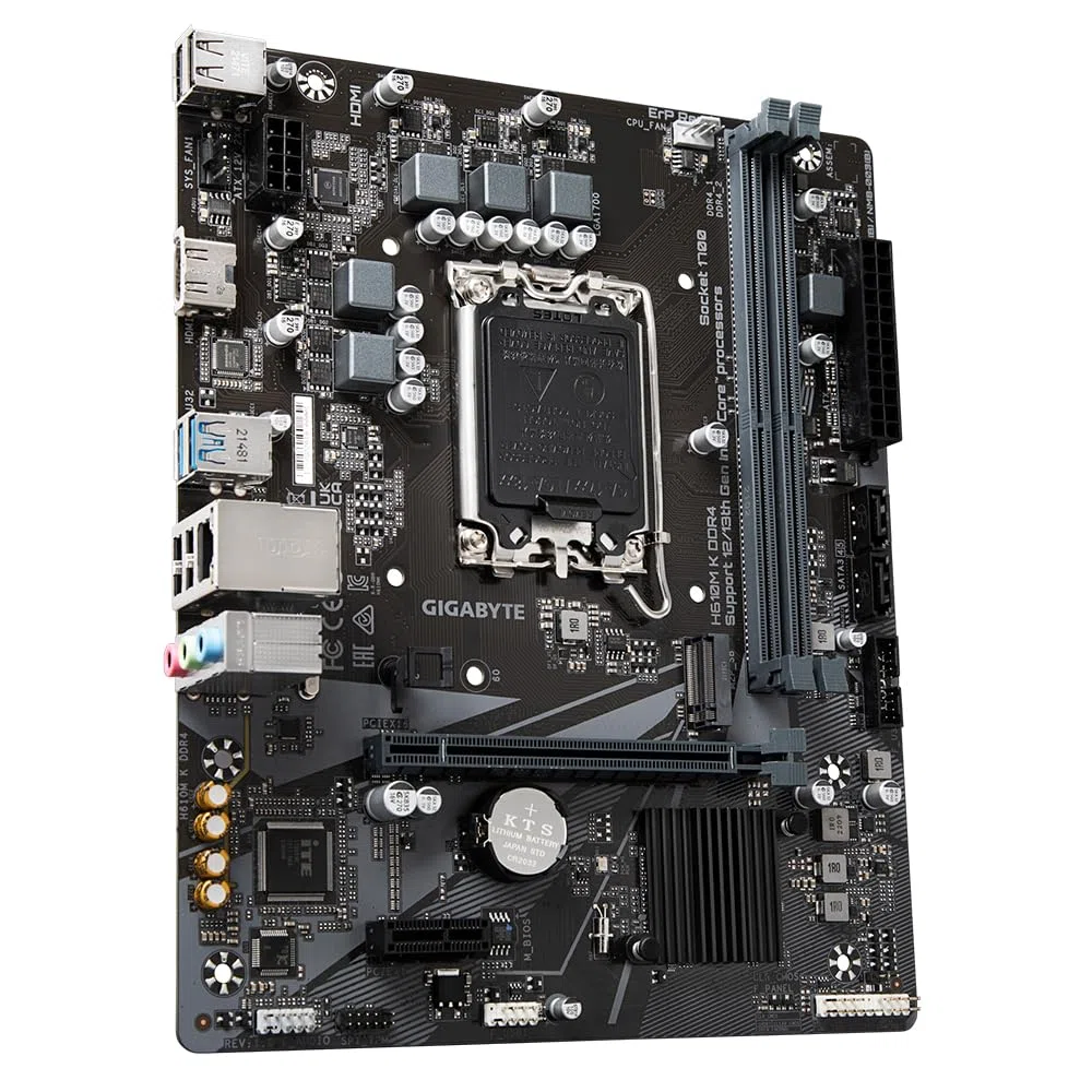 GIGABYTE H610M K DDR4 Placa Base - Compatible con procesadores Intel Core 14th Gen CPUs, 3+1+1 Phases Hybrid Power Design, up to 3200MHz DDR4, 1xPCIe 3.0 M.2, GbE LAN, USB 3.2 Gen 1