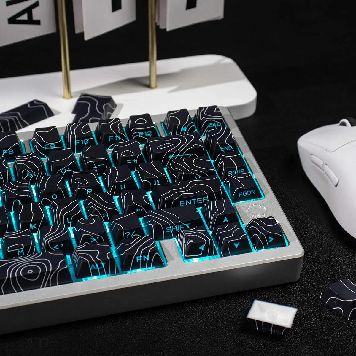131 teclas PBT Keycaps Dye Sub Black Keycaps Cherry Profile Keycaps Compatible con 60%/65%/75%/95% Cherry Mx Switch Teclado Mecánico