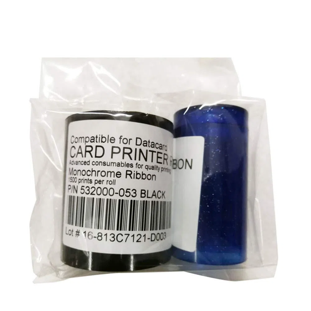 PARTSHE 532000-053 Cinta monocromática HQ Negra para impresoras de Tarjetas Datacard, 1500 imágenes, se Ajusta a SP35 SP55 SP75 Plus