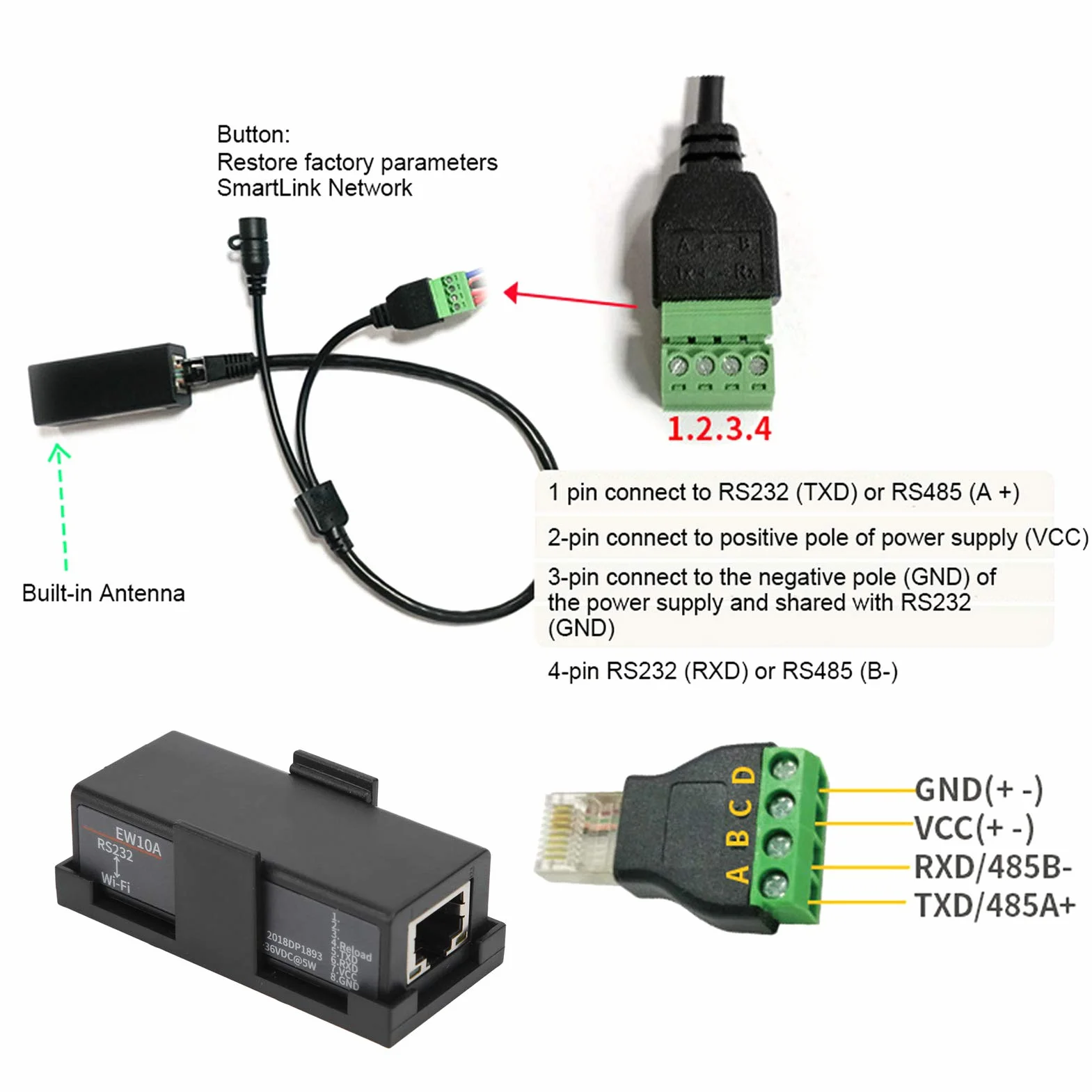 RS232 a Servidor Serie WiFi Módulo de Comunicación de Puerto Serie