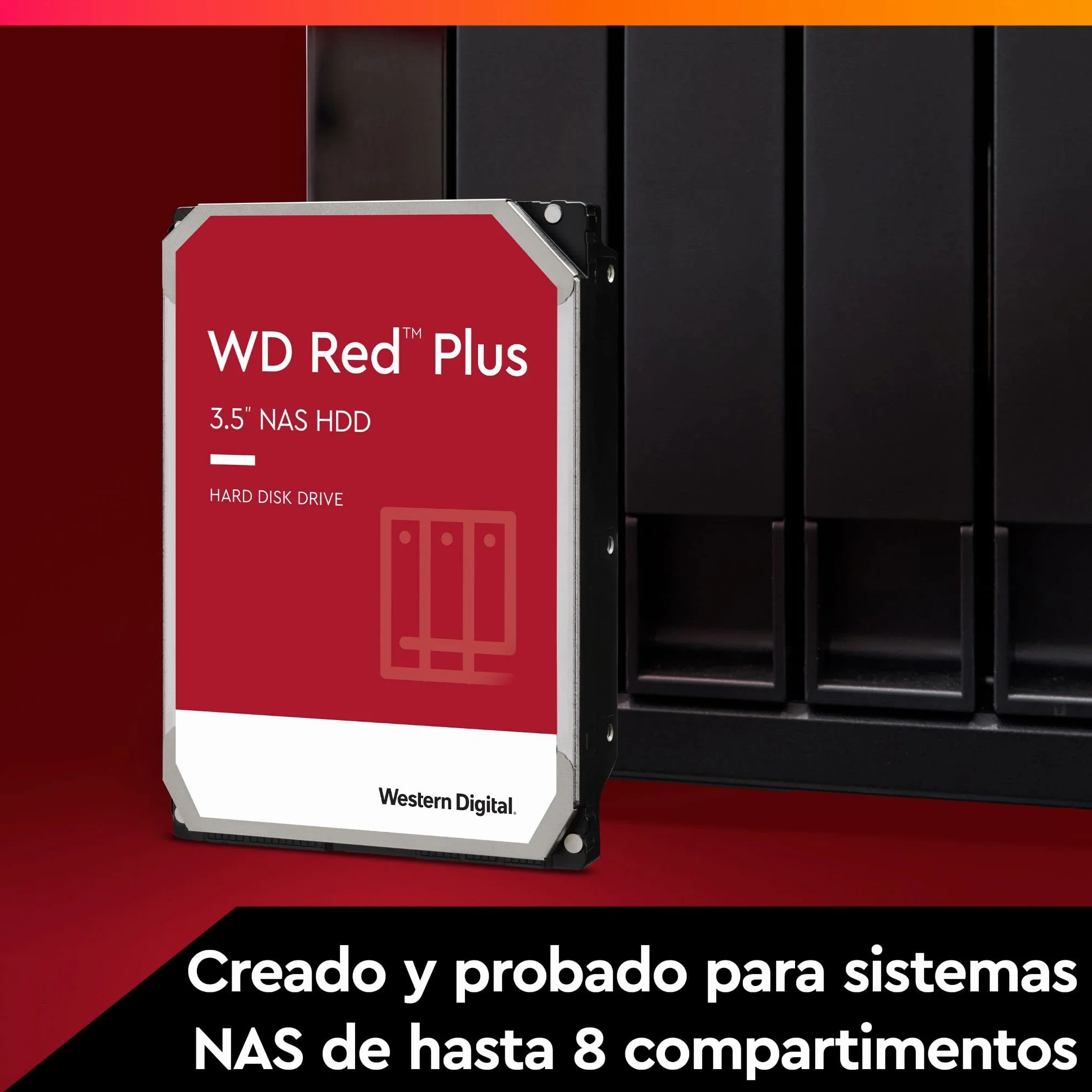 WD Red Plus 8 TB NAS Disco duro interno de 3.5 pulgadas, Clase de 5400 r. p. m., SATA de 6 Gb/s, CMR y Caché de 256 MB