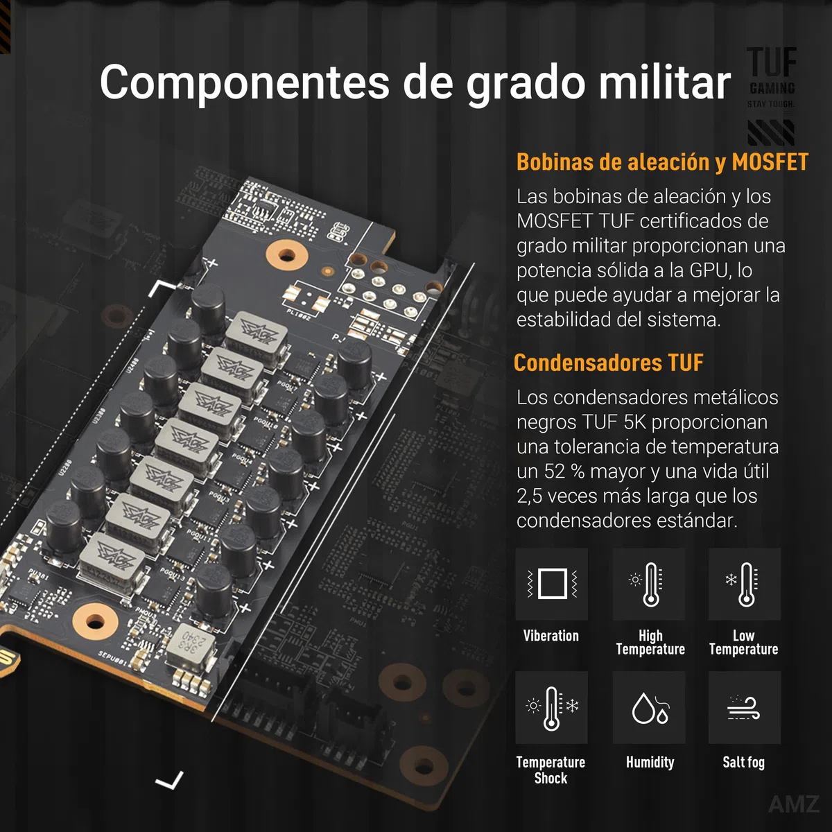 ASUS TUF Gaming Radeon RX 9070 XT OC Edition 16GB GDDR6 - Tarjeta gráfica (PCIe 5.0, HDMI/DP 2.1, 3.125 Ranuras, Grado Militar, Revestimiento PCB, Ventiladores axial-Tech)