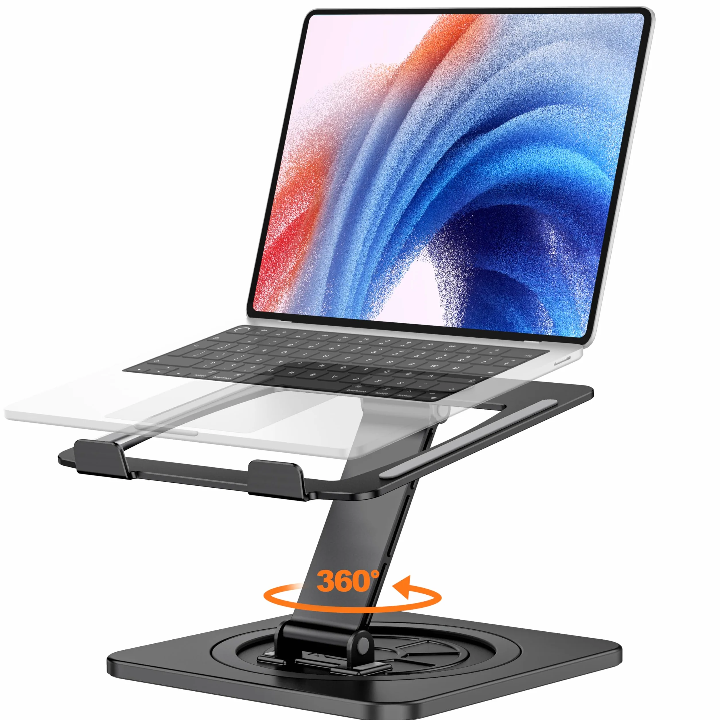 EOIWUY Soporte Portatil Escritorio, [360° Giratoria Base] Elevador Portatil de Aleación Aluminio, Ergonómica & Plegable Laptop Stand para Trabajo en Equipo Compatible con MacBook Pro/Air, HP (10-16")