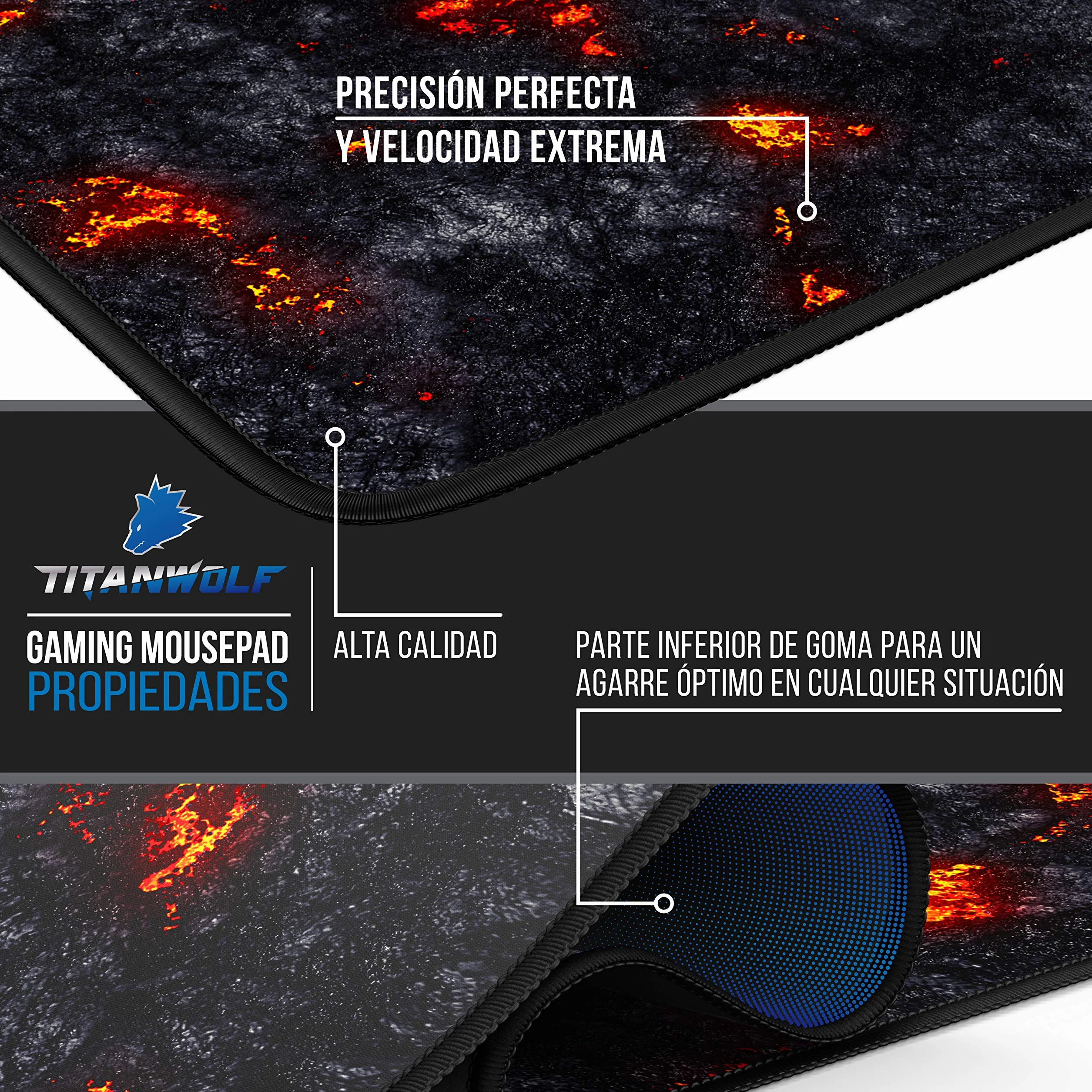 TITANWOLF - Alfombrilla de Ratón de Gran Tamaño 1200x600mm - Mouse Pad Gaming XXXL – para Precisión y Velocidad en Juegos - Antideslizante - Superficie de Tejido - para Ratón y Teclado