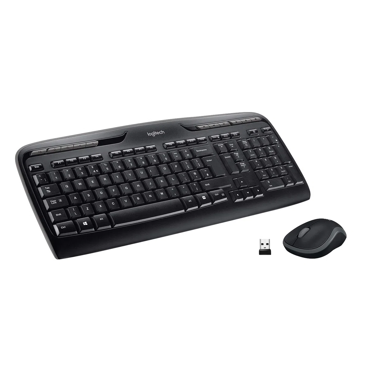 Logitech MK330 Combo Teclado y Ratón Inalámbrico para Windows, 2.4 GHz con Receptor USB, Ratón Inalámbrico Portátil, Teclas Multimedia, PC/Portátil, Disposición QWERTY Español, Negro
