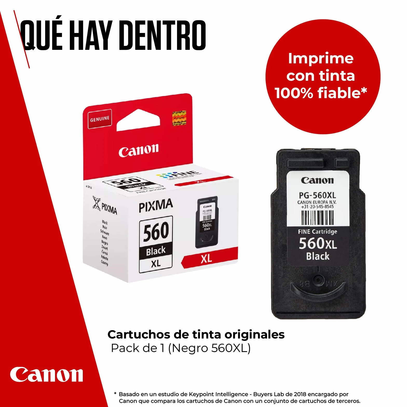 Cartucho de Tinta Negra de Alto Rendimiento Canon PG-560XL Original - Imprime hasta 400 Páginas A4 (1 Cartucho)