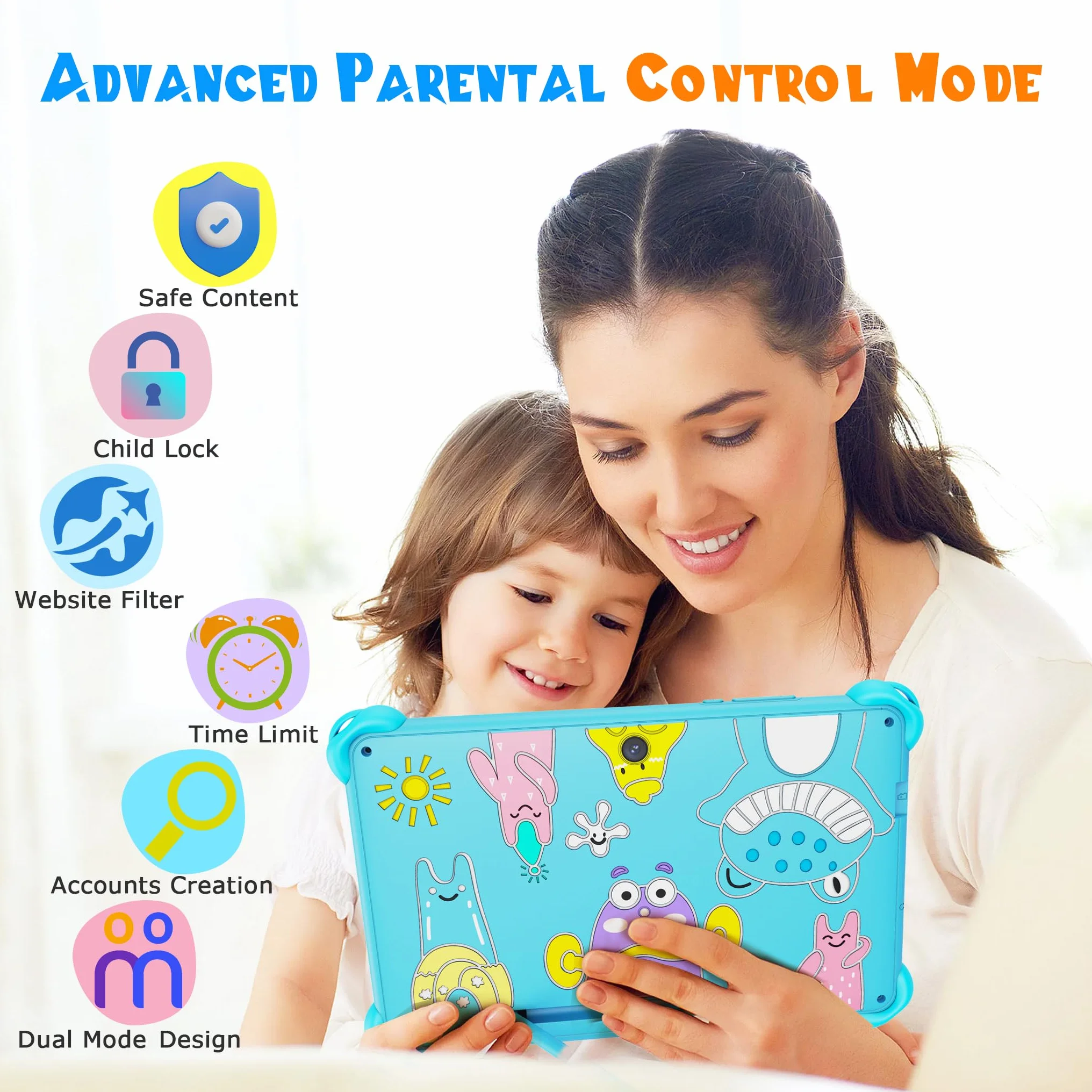 Tablet para Niños de 7 Pulgadas 32GB Android Tablet Niños con WiFi Funda Protectora Control Parental Tableta Infantil de 3 a 7 años (Azul)