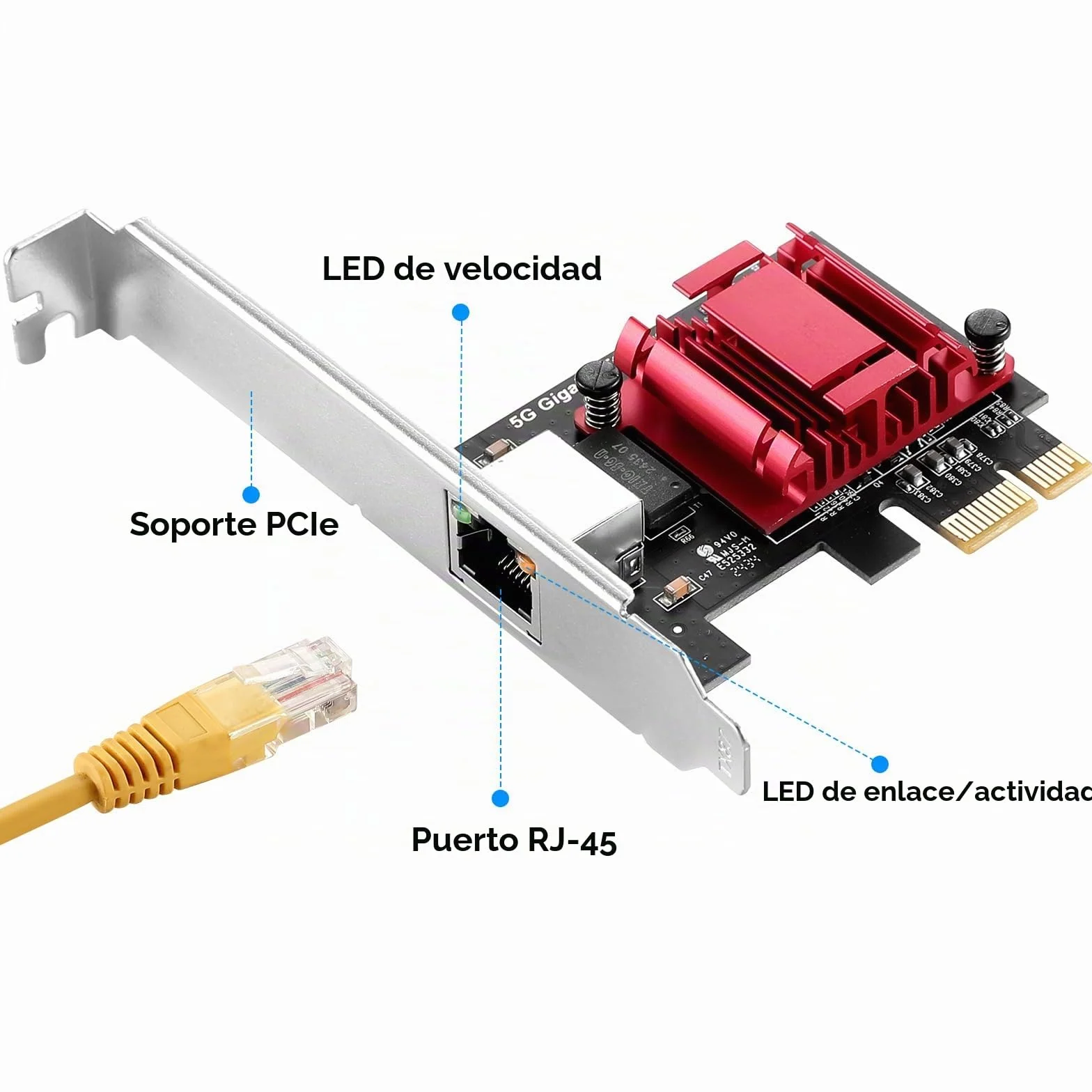 Adaptador de red PCIe 5G RTL8126 5000/2500/1000/100Mbps PCI Express 3.1 Gigabit Ethernet tarjeta RJ45 controlador LAN compatible con PXE para Windows/Linux con perfil bajo