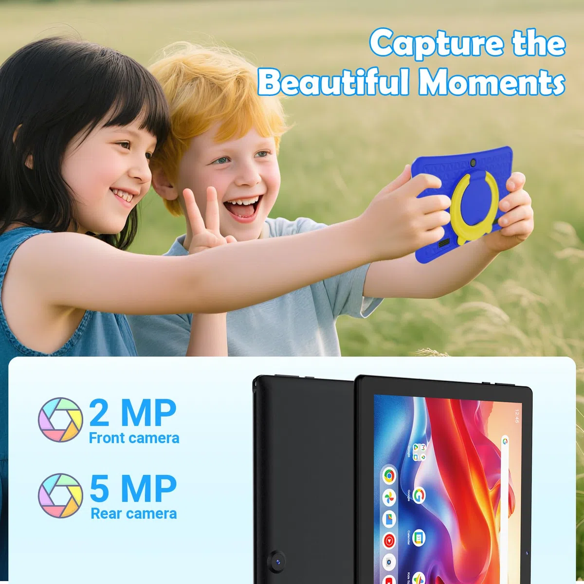 DigiLand Android 15 Niños Tablet 10 Pulgadas,6GB RAM + 32GB ROM (Ampliable), Control Parental, Apps Infantiles Preinstaladas, Cámara Dual, con Funda Protectora (Azul)