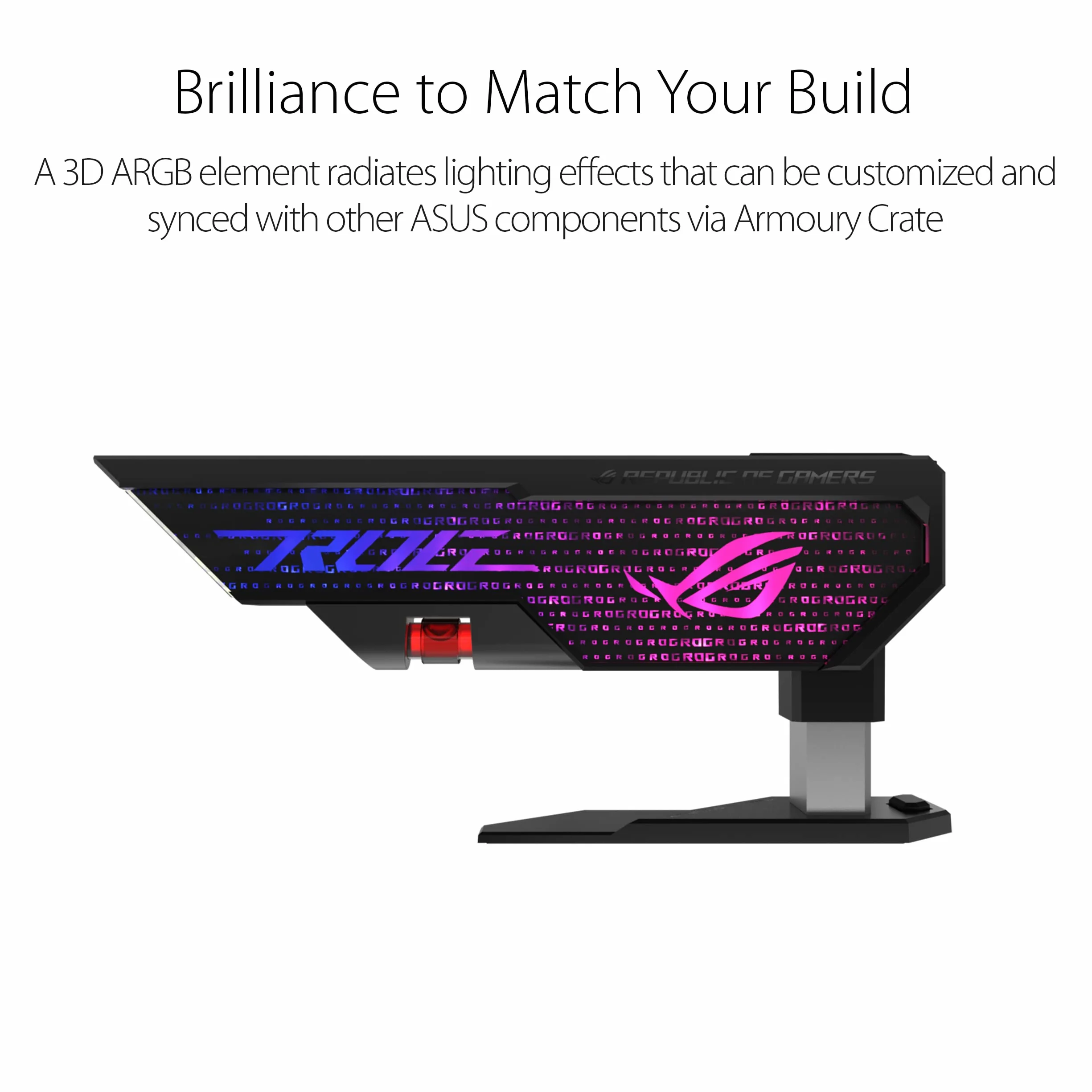 ASUS ROG Herculx - Soporte para Tarjetas gráficas (Instalación sin Herramientas, Nivel de Burbuja magnética incluida, Integridad Estructural para Las gráficas más Pesadas, 72-128mm, Aura Sync) Negro