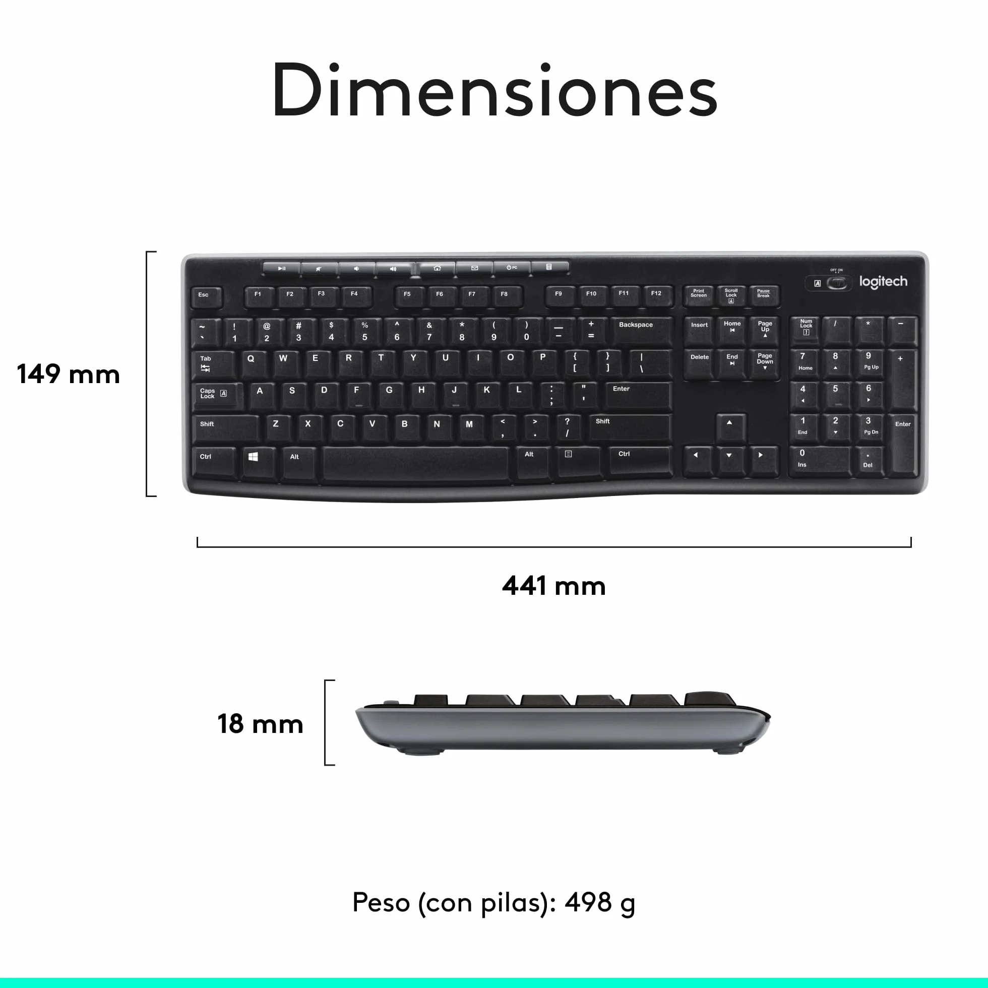 Logitech MK270 Combo Teclado y Ratón Inalámbrico para Windows, 2,4GHz Inalámbrico, Ratón Compacto, 8 Teclas Multimedia y de Acceso Directo, 2 años de batería, PC, PC Portátil, QWERTY Español - Negro