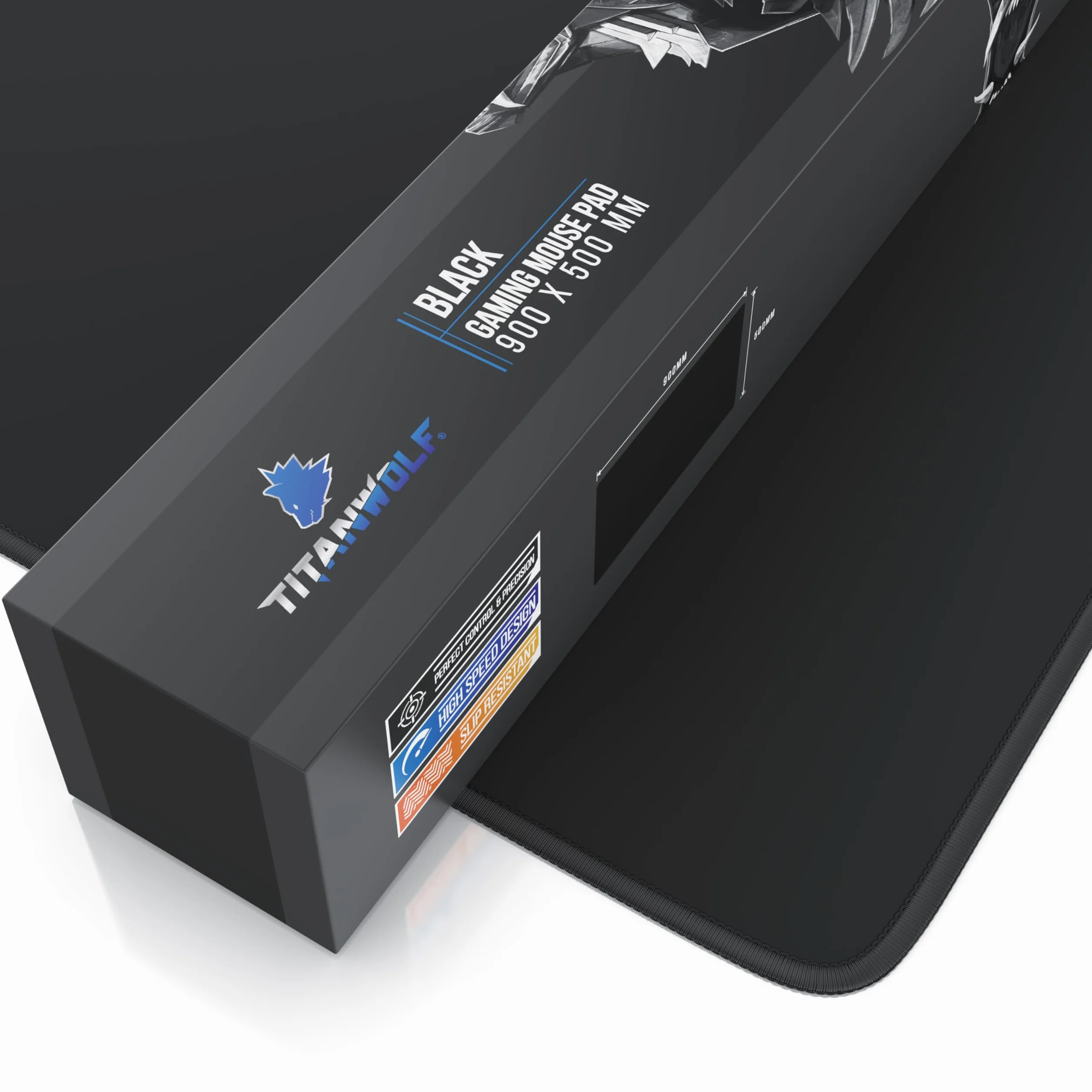 TITANWOLF – Alfombrilla Gaming XXL para ratón 900x500 – Mouse Pad - Precisión y Velocidad - Parte Inferior de Goma para una sujeción Estable - Antideslizante, Resistente al Agua – Motivo Negro