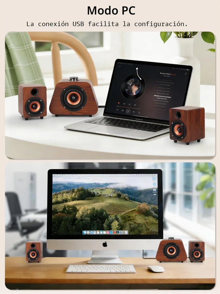 Altavoces para Ordenador, Mini Altavoz PC con Subwoofer, Altavoces de Escritorio 2.1 Alimentados por USB, Bluetooth 5.0 y Entrada RCA para PC, Portátiles, Tocadiscos, Teléfonos, Tabletas (K02)