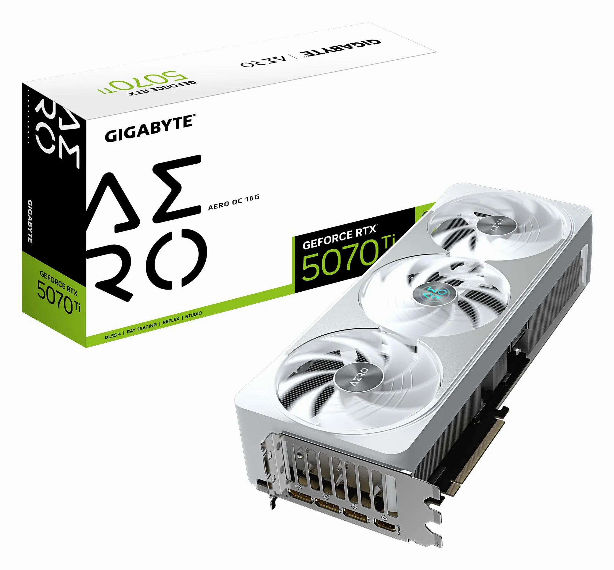 GIGABYTE GeForce RTX 5070 Ti Aero OC 16G Tarjeta Gráfica - 16GB GDDR7, 256 bits, PCI-E 5.0, 2588 MHz Core Clock, 3 x DP 2.1a, 1 x HDMI 2.1b, NVIDIA DLSS 4, GV-N507TAERO OC-16GD
