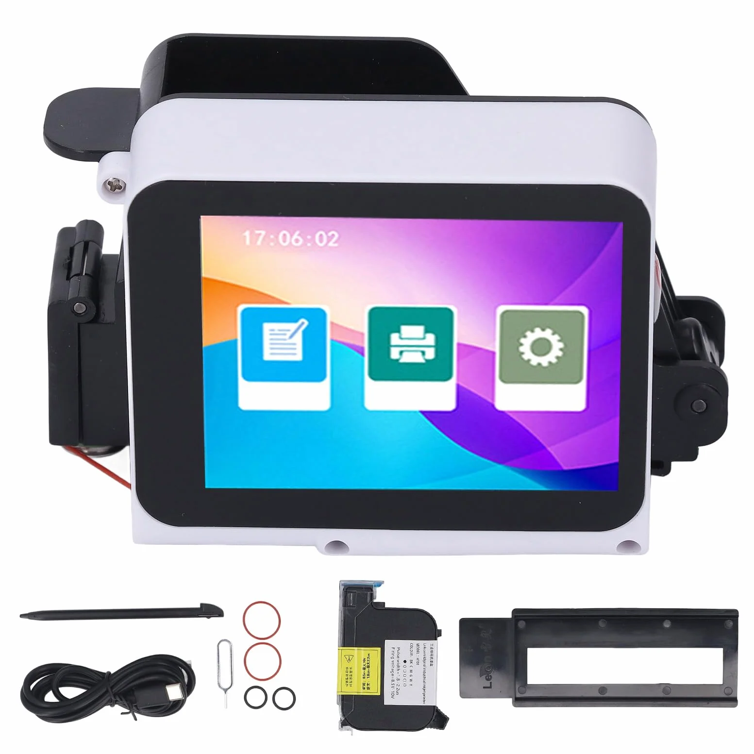 Sxhlseller Impresora de Inyección de Tinta Portátil, Mini Impresora de Inyección de Tinta Pequeña con Pantalla Táctil HD, 12,7 Mm, 600 PPP, 28 Idiomas y Cartucho de Tinta de Secado Rápido,