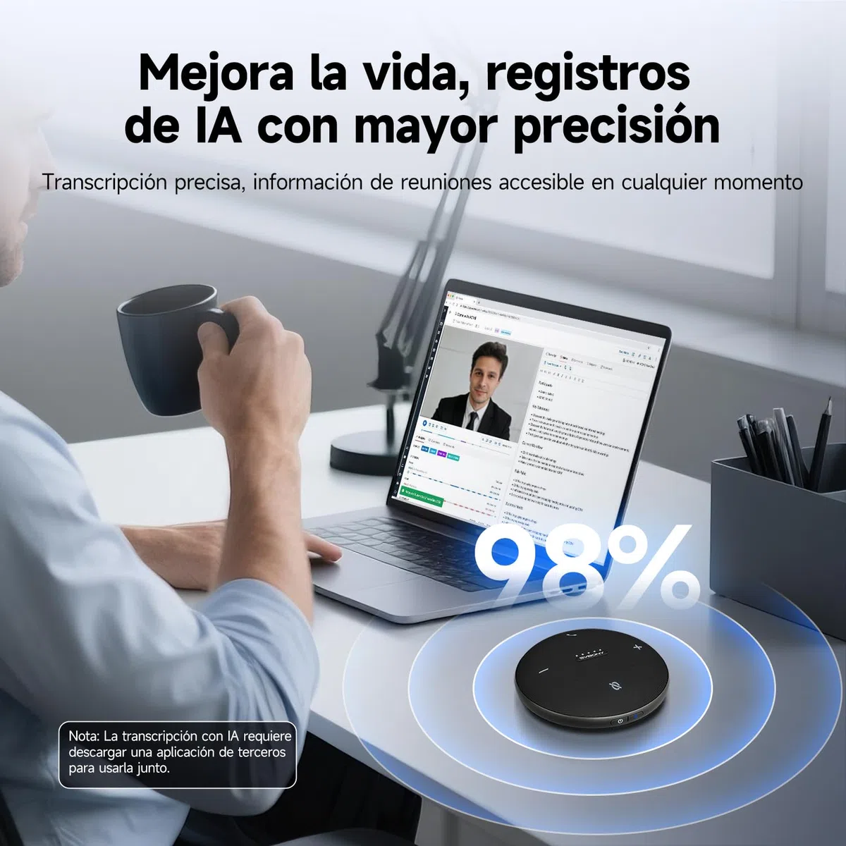 SVBONY Svhub Omni2 Altavoz y Micrófono para Conferencias, Altavoz Portátil, 4 Micrófonos con Cancelación de Ruido, Grabación de Voz Mejorada, 8Hde Duración de Llamada, para Salas de Reuniones Pequeñas