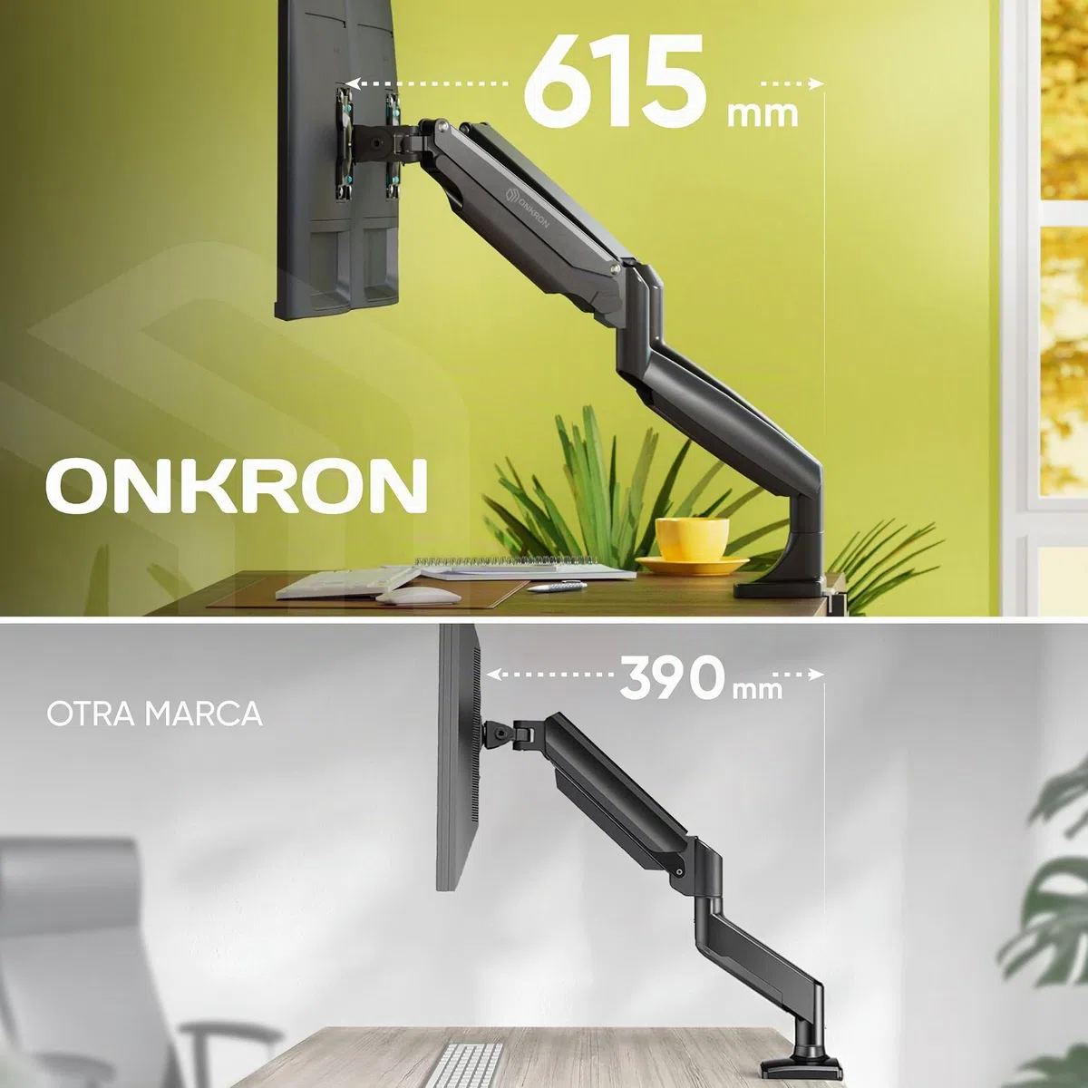 ONKRON Soporte Monitor Doble 13-32 pulgadas, Carga Total hasta 18 kg, VESA 75x75-100x100, Brazo Monitor Doble Articulado, Ajustable, Giratorio e Inclinable, Soporte 2 Monitores Escritorio Negro G200-B