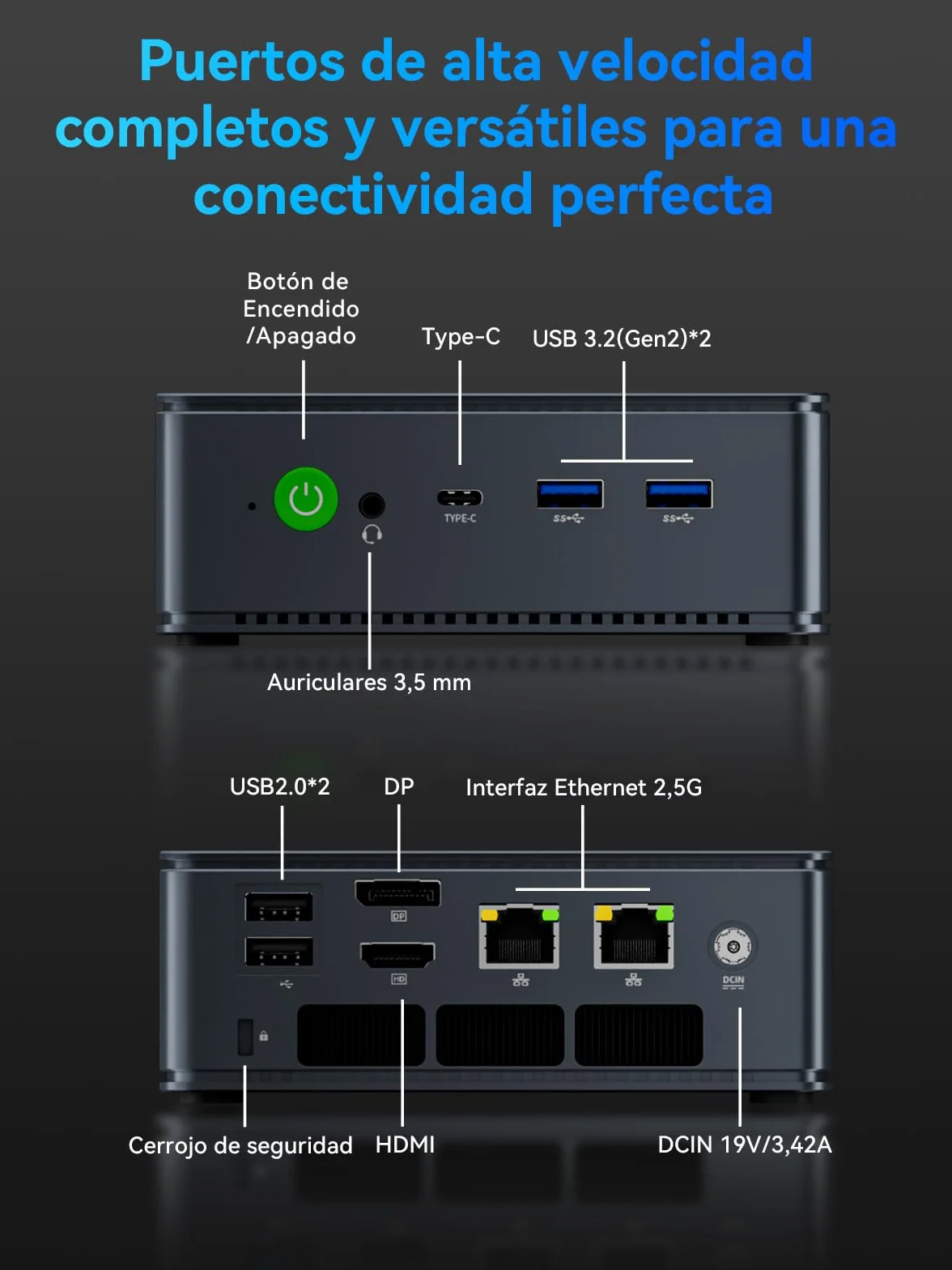 GMKtec Mini PC Ryzen 7 7730U(Superior al Ryzen 7 5825U) (8 núcleos / 16 hilos,hasta 4,5 GHz), 16GB RAM+512GB SSD PCIe, M5 Ultra Mini Ordenador, Triple Display 4K, WiFi 6E/USB 3.2/USB-C/LAN Dual 2.5GbE