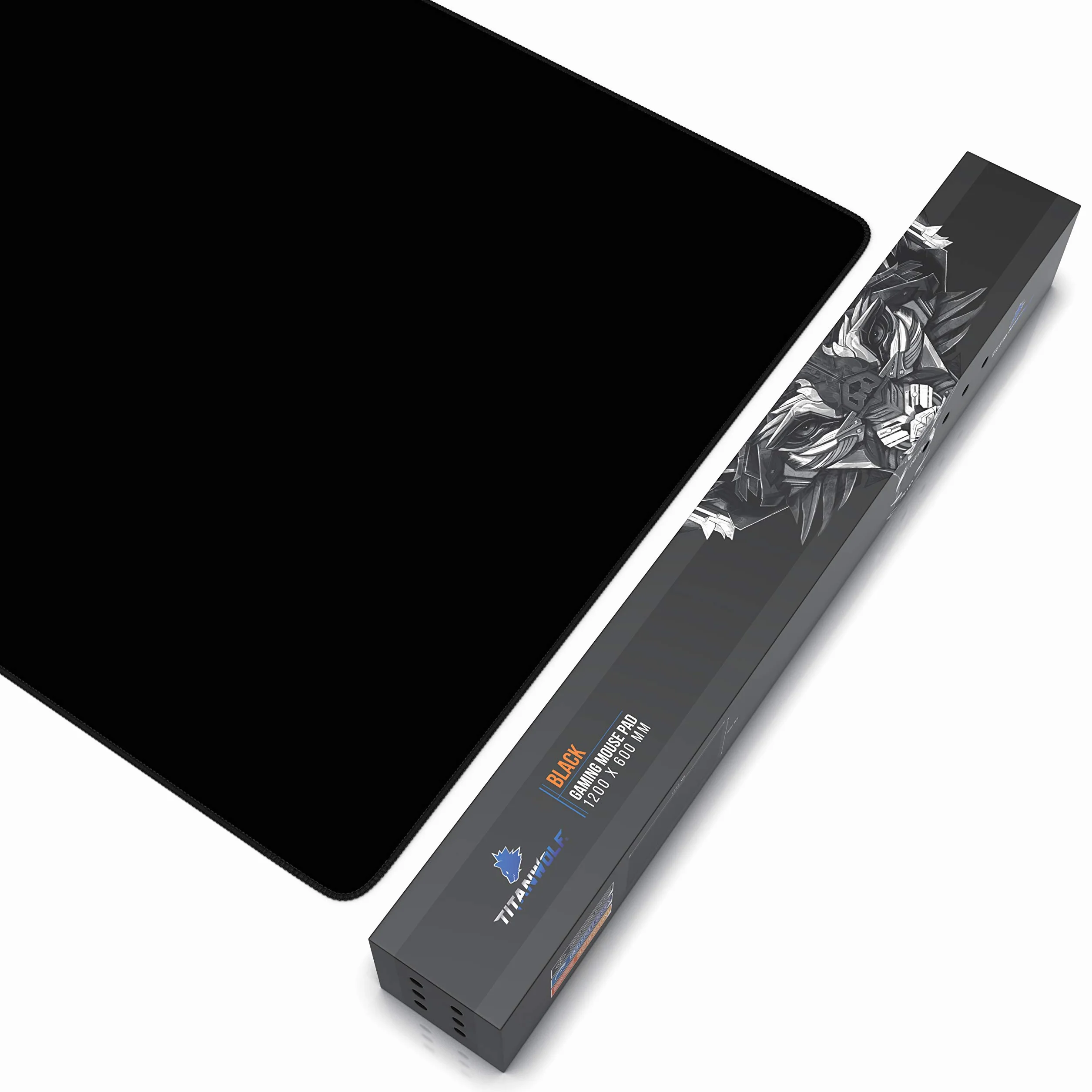 TITANWOLF - Alfombrilla de Ratón de Gran Tamaño 1200x600mm - Mouse Pad Gaming XXXL – Motivo Total Black - Precisión y Velocidad en Juegos - Antideslizante - Superficie de tejido - Para Ratón y Teclado