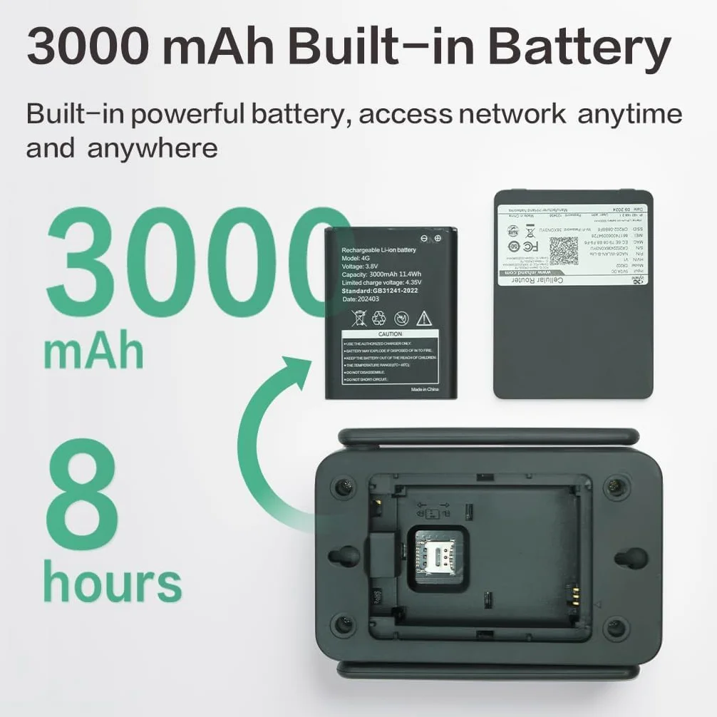 InHand Networks CR202-Lite - Enrutador 4G LTE con batería de 3000 mAh, portátil, con ranura para tarjeta SIM, gestión en la nube, VPN, Cat4, para M2M, IoT, oficina en casa, obra y camping