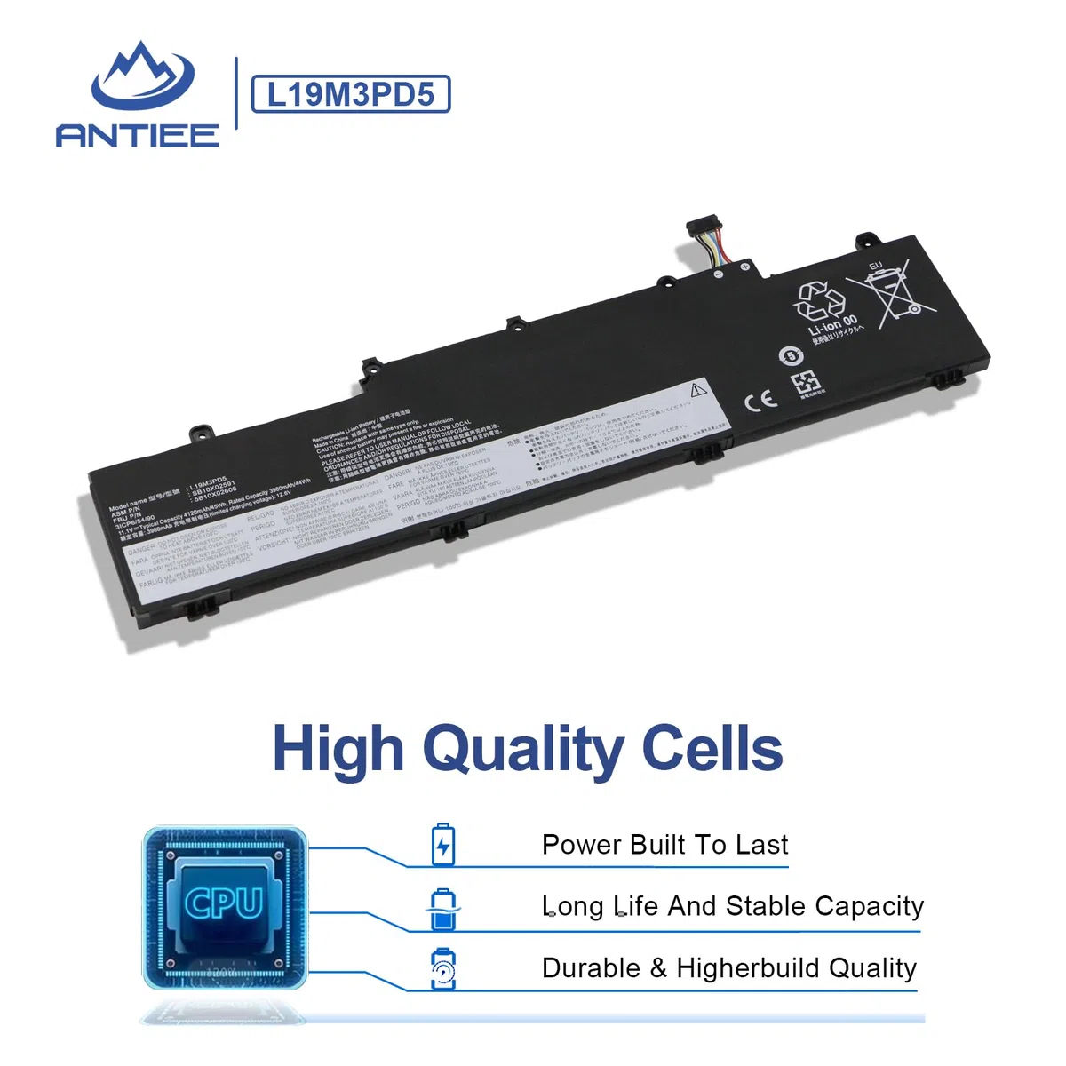 ANTIEE 45Wh L19M3PD5 Batería para Lenovo ThinkPad E14 E15 2020 2021 2022 2nd 3rd 4th Gen 2 3 4 G2 G3 G4 20T8 20TD 20YG 20YJ 20T6 20Y7 20YJD 20YE 20YF 21E3 L20M3PD4 L20C3PD4 L19C3PD5 L19L3PD5