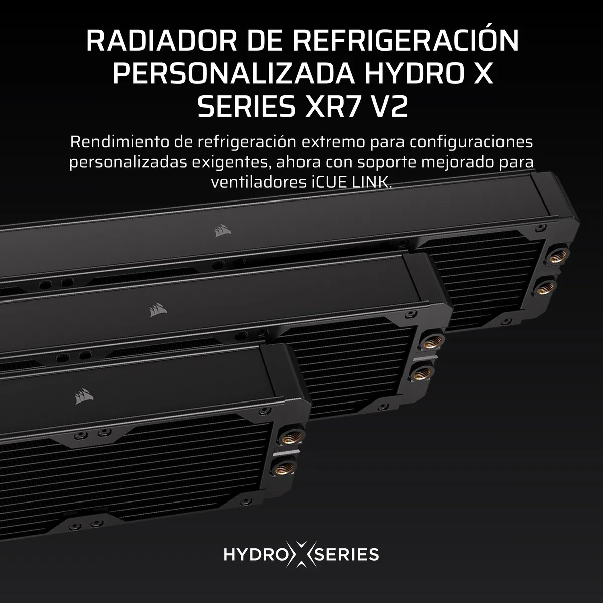 CORSAIR Hydro X Series XR7 360mm V2 Radiador de Refrigeración Líquida – Compatible con iCUE Link – 3 Soportes de Ventilador de 120 mm – Placas de protección de Tornillo – Roscas G1/4" – Negro