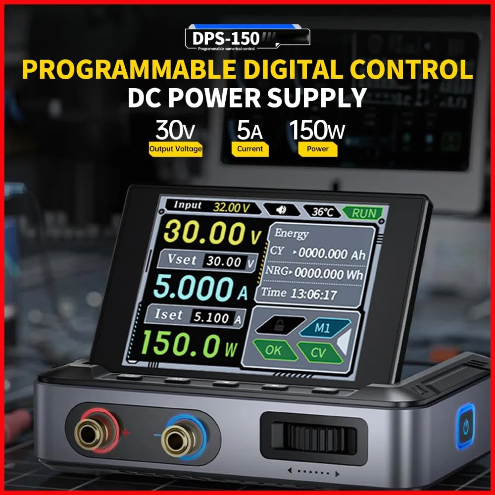 Fuente de alimentación CC DPS 150, Fuente de alimentación CC Ajustable de 30 V y 5 A, con Pantalla IPS a Color de Alta definición de 4 dígitos