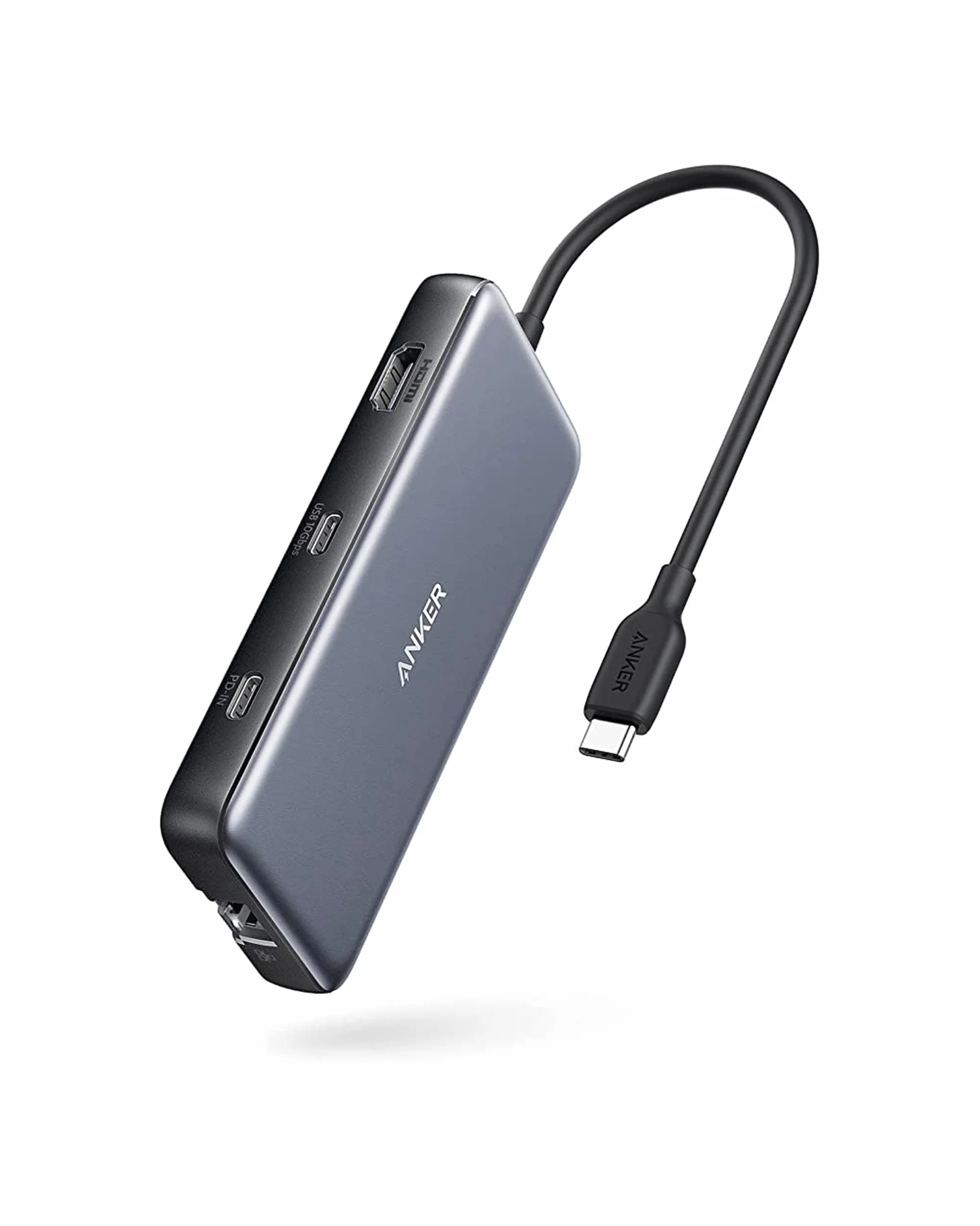 Anker 555 USB-C Hub (8 en 1) PowerExpand Adapter, 100W Power Delivery, 4K 60Hz HDMI, 10Gbps USB-C & 2 Puertos USB-A,Puerto Ethernet, Lector de Tarjetas Memoria microSD&SD, para MacBook Pro y más