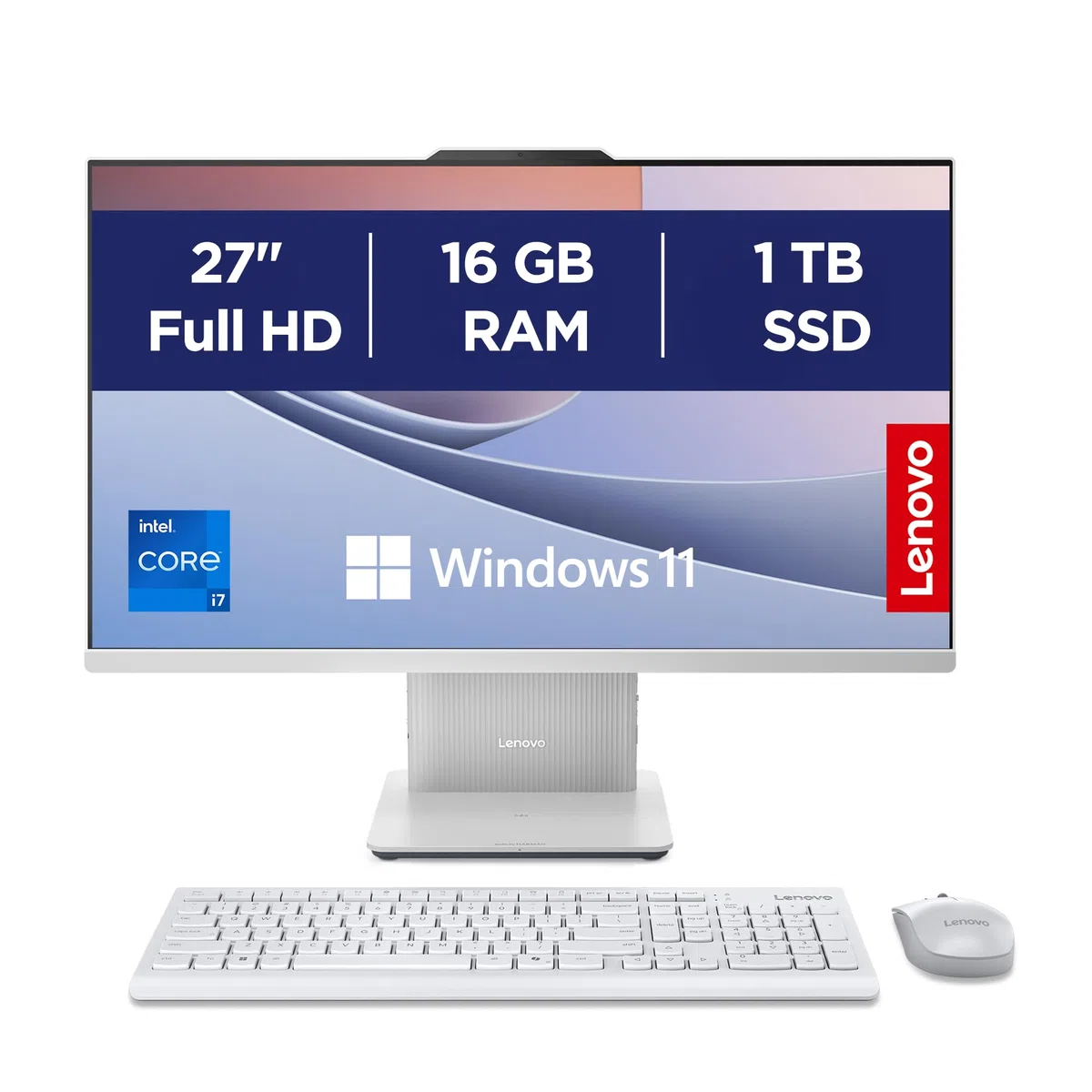 Lenovo IdeaCentre AIO i Gen 9 - Ordenador de Sobremesa 27" FHD (Intel Core i7-13620H, 16 GB RAM, 1 TB SSD, Intel UHD Graphics, Wi-Fi 6, Win11 Home) Incluye Teclado QWERTY Español y Ratón - Gris Nube