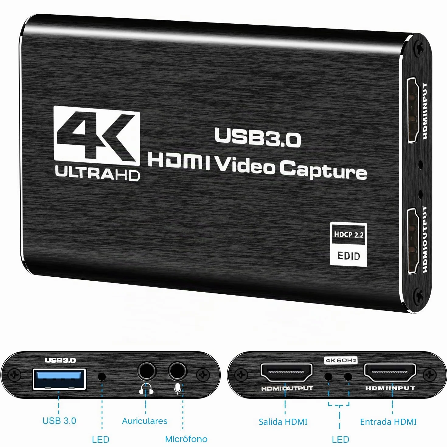 Rybozen Game Capture Tarjeta USB 3.0 Video Card HD 1080P HDMI grabación de vídeo con transmisiones en Directo, Dispositivo de Streaming para Windows Linux OS X System