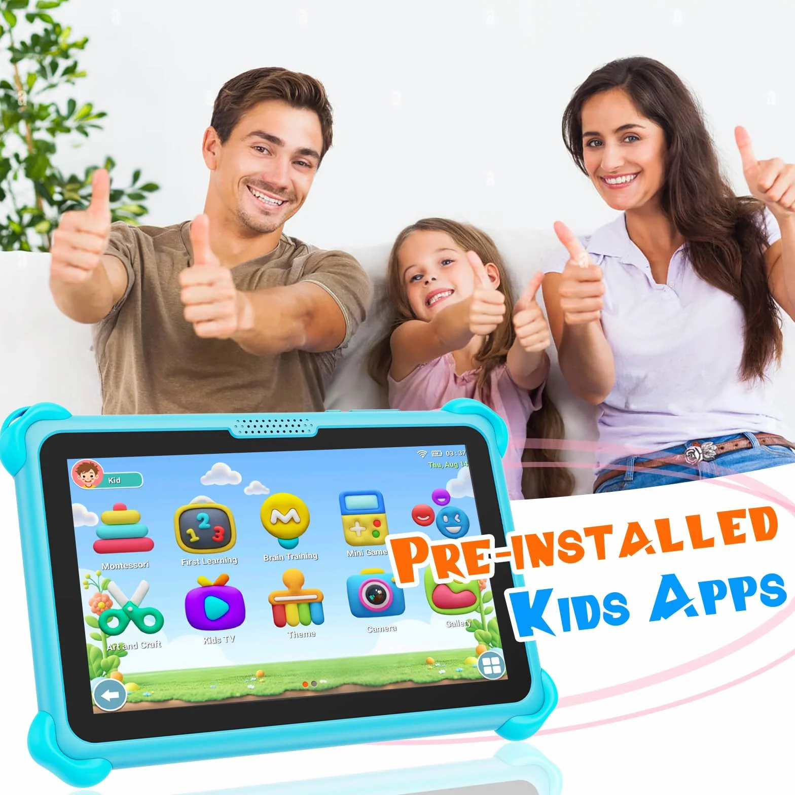Tablet para Niños de 7 Pulgadas 32GB Android Tablet Niños con WiFi Funda Protectora Control Parental Tableta Infantil de 3 a 7 años (Azul)