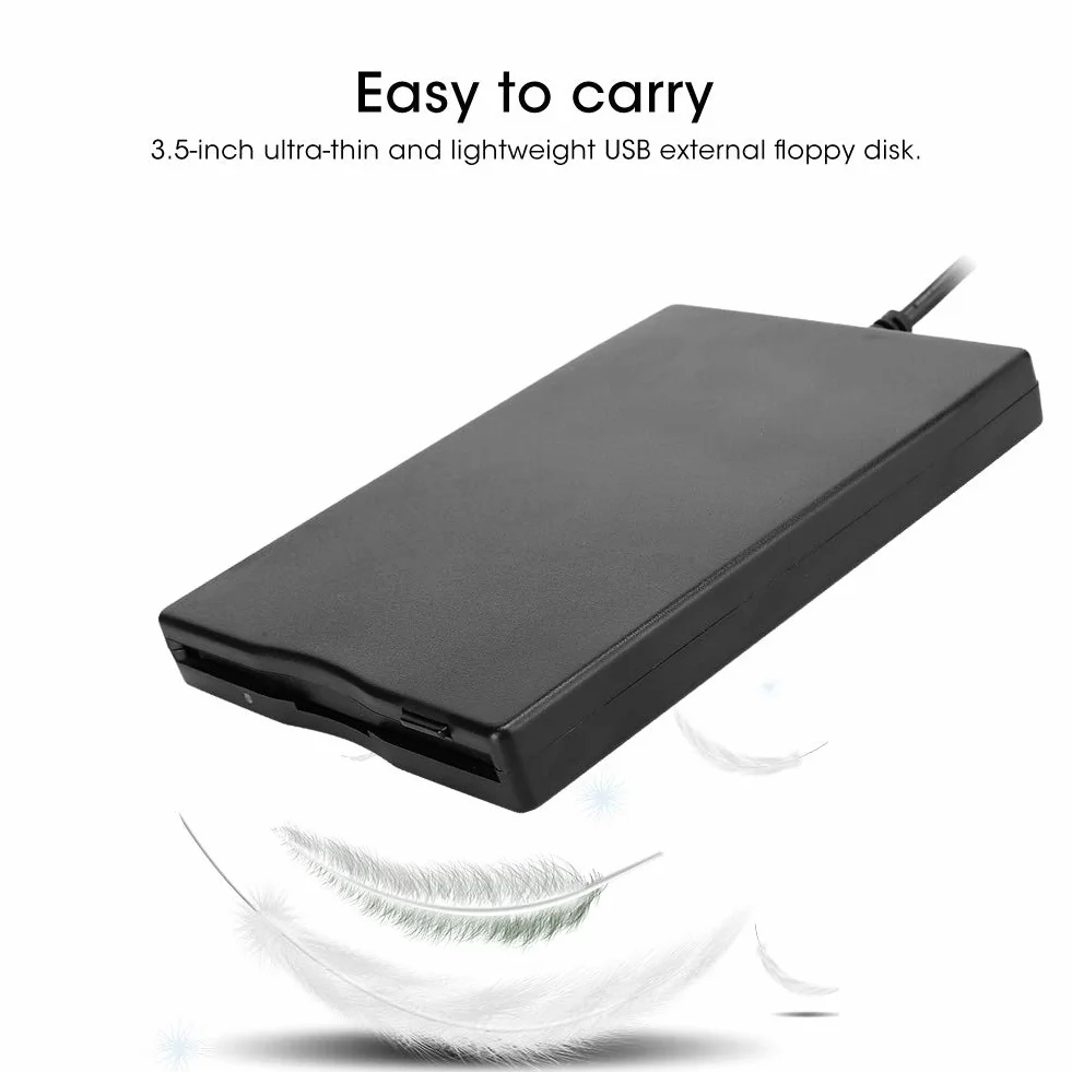 Annadue Unidad de Disquete portátil, Lector de Tarjetas de Disquete de 3,5 Pulgadas, con Interfaz USB, Disquete Externo extraíble para 10 7 Vista, para 8 / XP/ME / 2000 / SE / 98