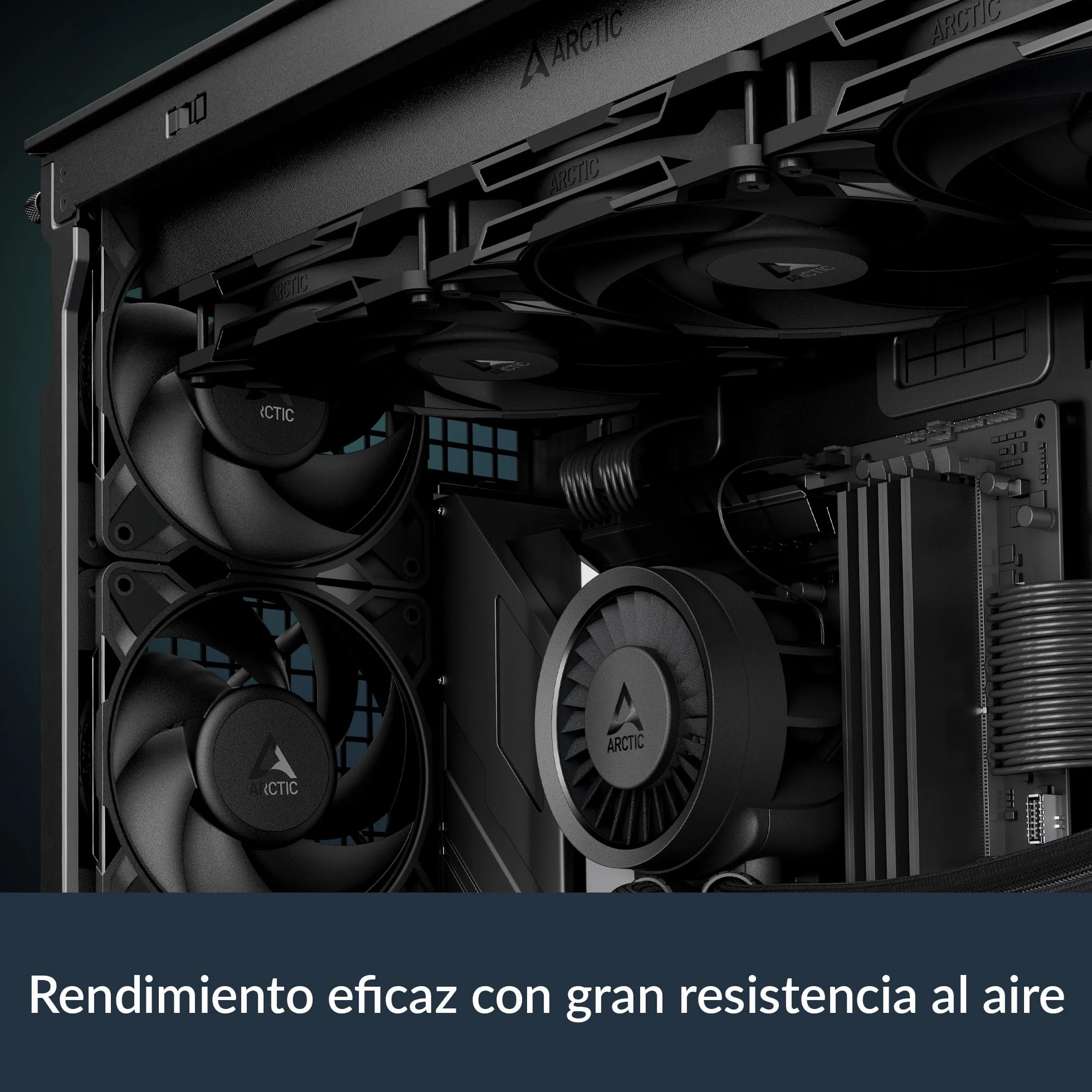 ARCTIC P12 Pro PST (5 Piezas) - Potente Ventilador de Caja PC Premium, Case Fan PWM de 120 mm con Divisor de Cable en Y, 600–3000 rpm, 0 rpm <5% PWM, Rodamiento fluidodinámico, 4 Pines - Negro