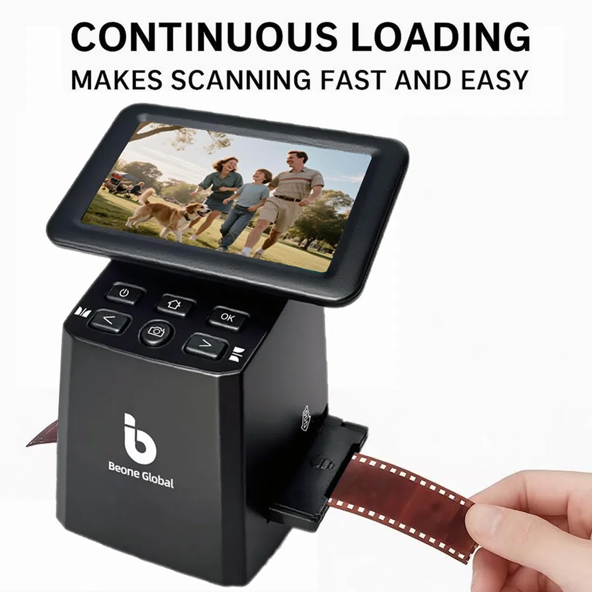 BEONEGLOBAL ClearScan S5 Escáner de película de alta resolución y escáner de diapositivas con pantalla LCD de 5 pulgadas, convierte 135, 126, 110 negativos Super8 y se desliza a fotos digitales JPEG