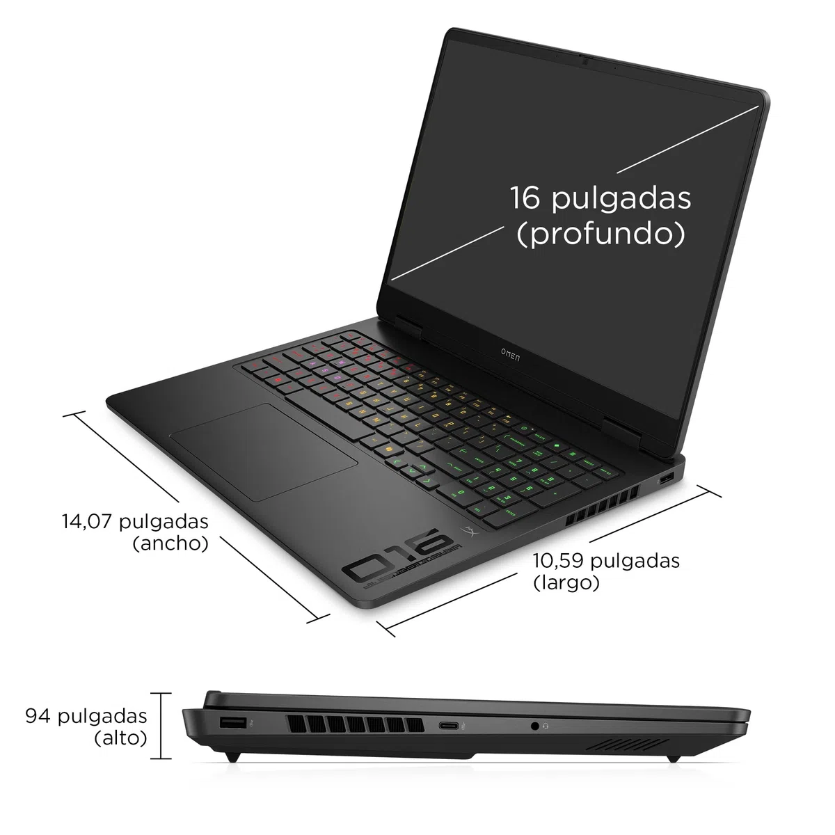 HP OMEN 16-am0035ns - Ordenador portátil Gaming 16" 2K (Intel Core i9-14900HX, 32GB RAM, 1TB SSD, NVIDIA Geforce RTX 5070, FreeDos) Negro - Teclado QWERTY Español