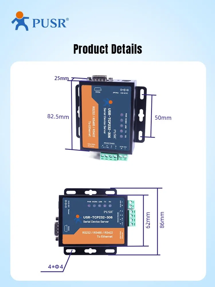 TCP232-306 rs232 rs485 rs422 a ethernet TCP IP Pasarela modbus Servidor de Dispositivos en Serie interfaces de Serie a ethernet