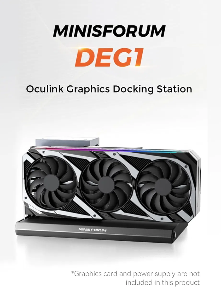 MINISFORUM DEG1 egpu Dock, OCUlink, PCIEx16 (PCIE4.0x4), botón de Encendido Forzado, Compatible con alimentación ATX/SFX