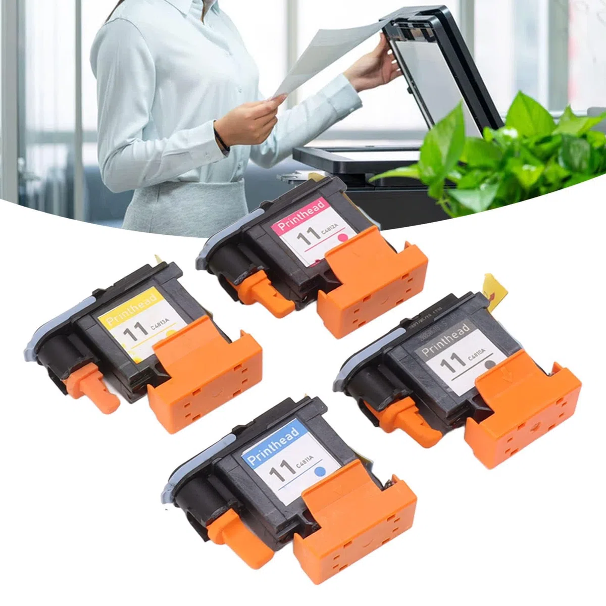 TOPINCN 4 Uds Cabezal de Impresión Cabezal de Impresora Magenta Negro Cian Amarillo Reemplazo del Cabezal de Impresión para HP Designjet 100 110 111 500 510 800 813 850