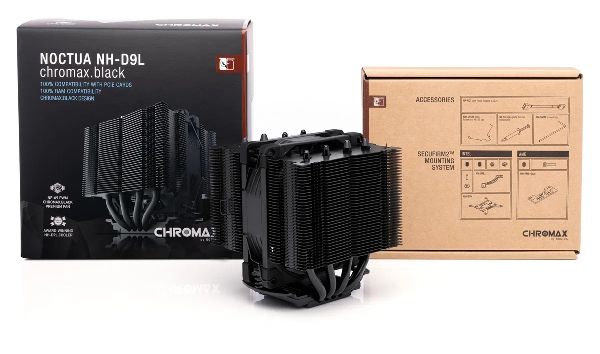 Noctua NH-D9L chromax.black, Disipador de CPU con Ventilador NF-A9 de 92mm (Negro)