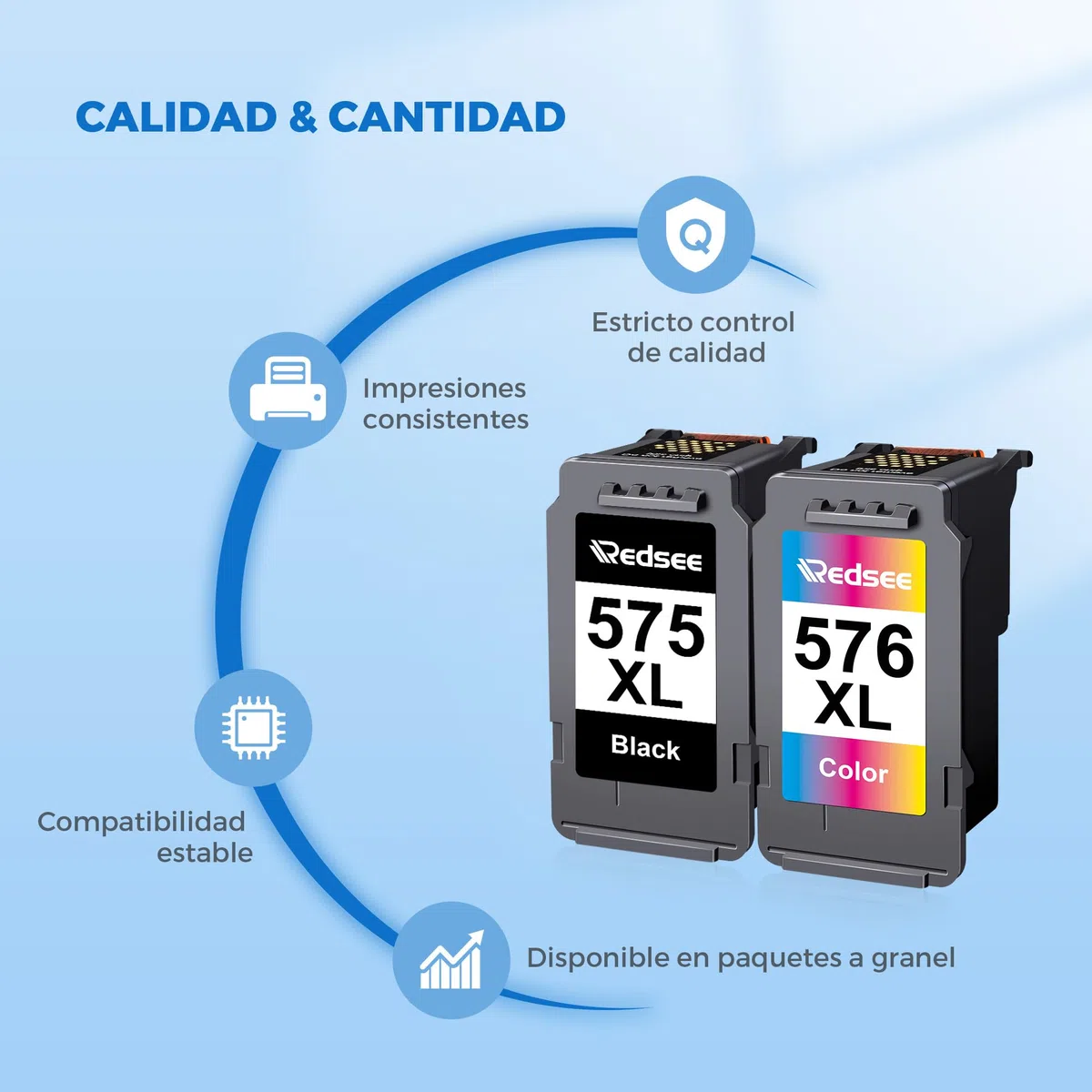 PG-575XL CL-576XL Multipack Cartuchos de Tinta Reemplazo para Canon 575 576 XL para Canon Pixma Impresora TS3550i TS3551i TR4750i TR4751i, 2 Pack (Negro, Color)