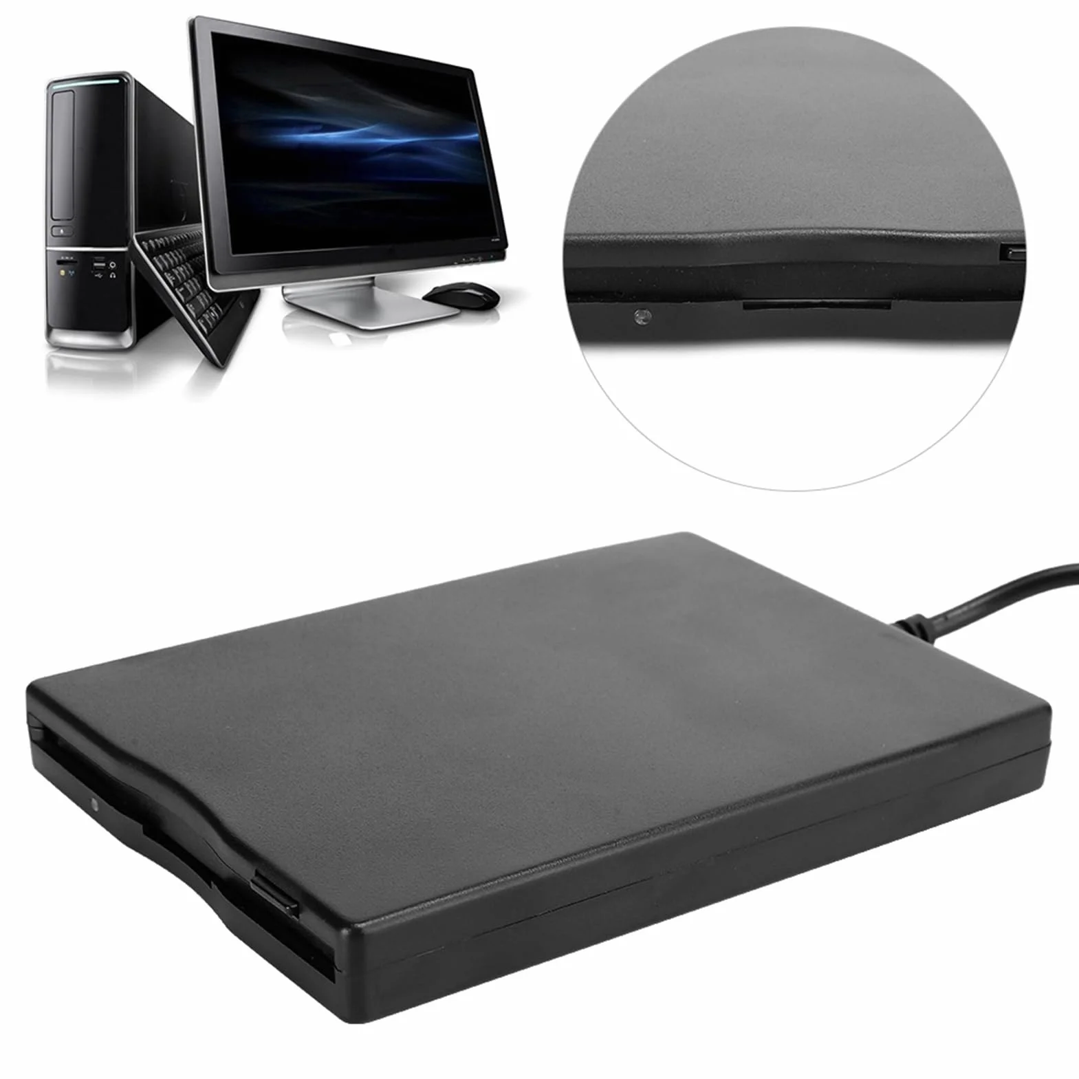 Unidad de Disquete Externa USB de 3,5 Pulgadas para Disquete MF2-HD de 1,44 M y 3,5 Pulgadas, para Windows 10/8 / 7 / Vista/XP/ME / 2000 / SE / 98