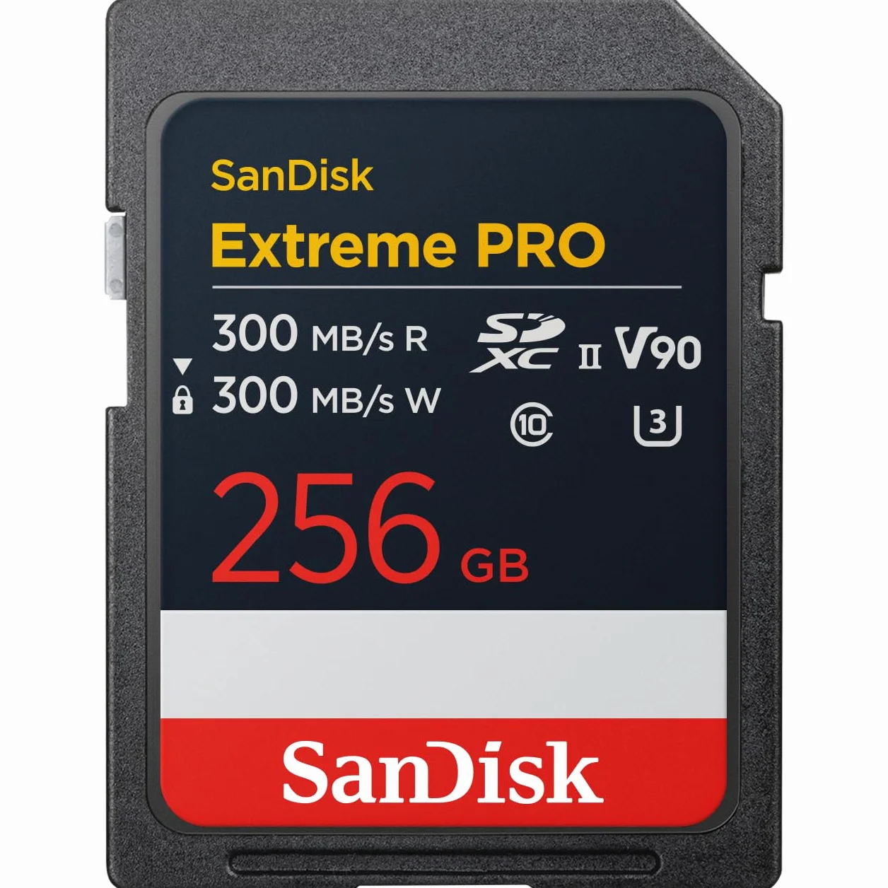 SanDisk Extreme Pro 256 GB SDXC Tarjeta, UHS-II, Velocidad de Lectura con hasta 300 MB/s, Velocidad de Escritura 300 MB/s, V90, Grabación de vídeo en 8K cinematográfica