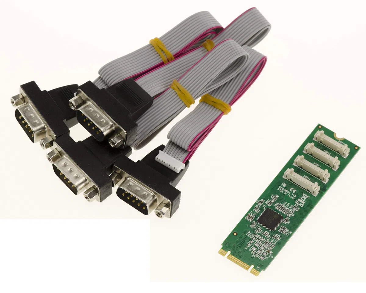KALEA-INFORMATIQUE Tarjeta controladora M.2 NGFF PCIe M Key B+M Key 4 Puerto COM RS232 DB9 UART ASIX AX99100