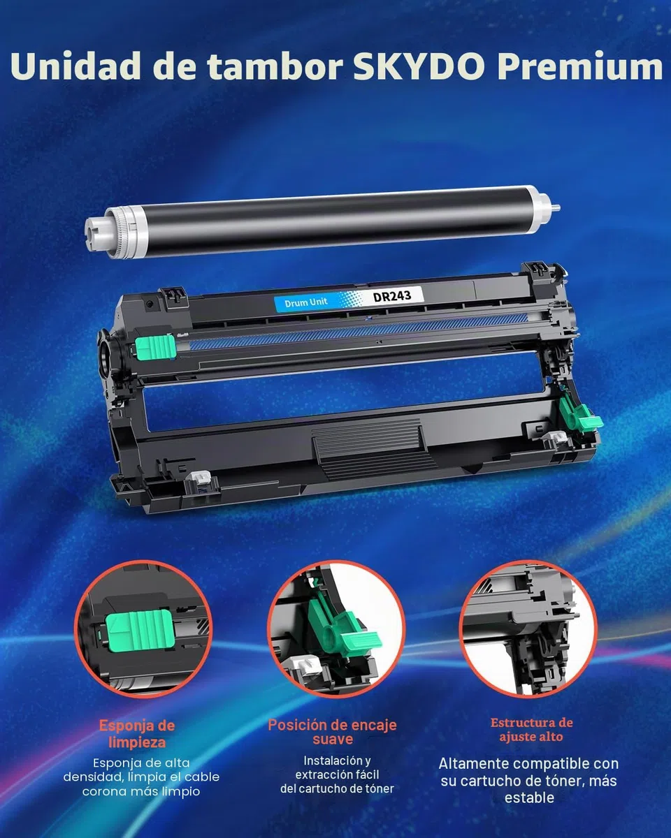 Skydo DR243CL Tambor Compatible para Toner Brother DR-243CL Tambor DR243 para Brother DCP-L3550CDW MFC-L3750CDW MFC-L3770CDW DCP-L3510CDW HL-L3230CDW HL-L3210CW, 4 Unidad de Tambor